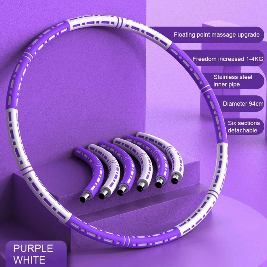 SHG Hula-Hoop-Reifen Fitness für Erwachsene Edelstahlkern mit Schaumstoffmantel, Fitness Reifen, Hula Hoop Reifen, 6 - teilig