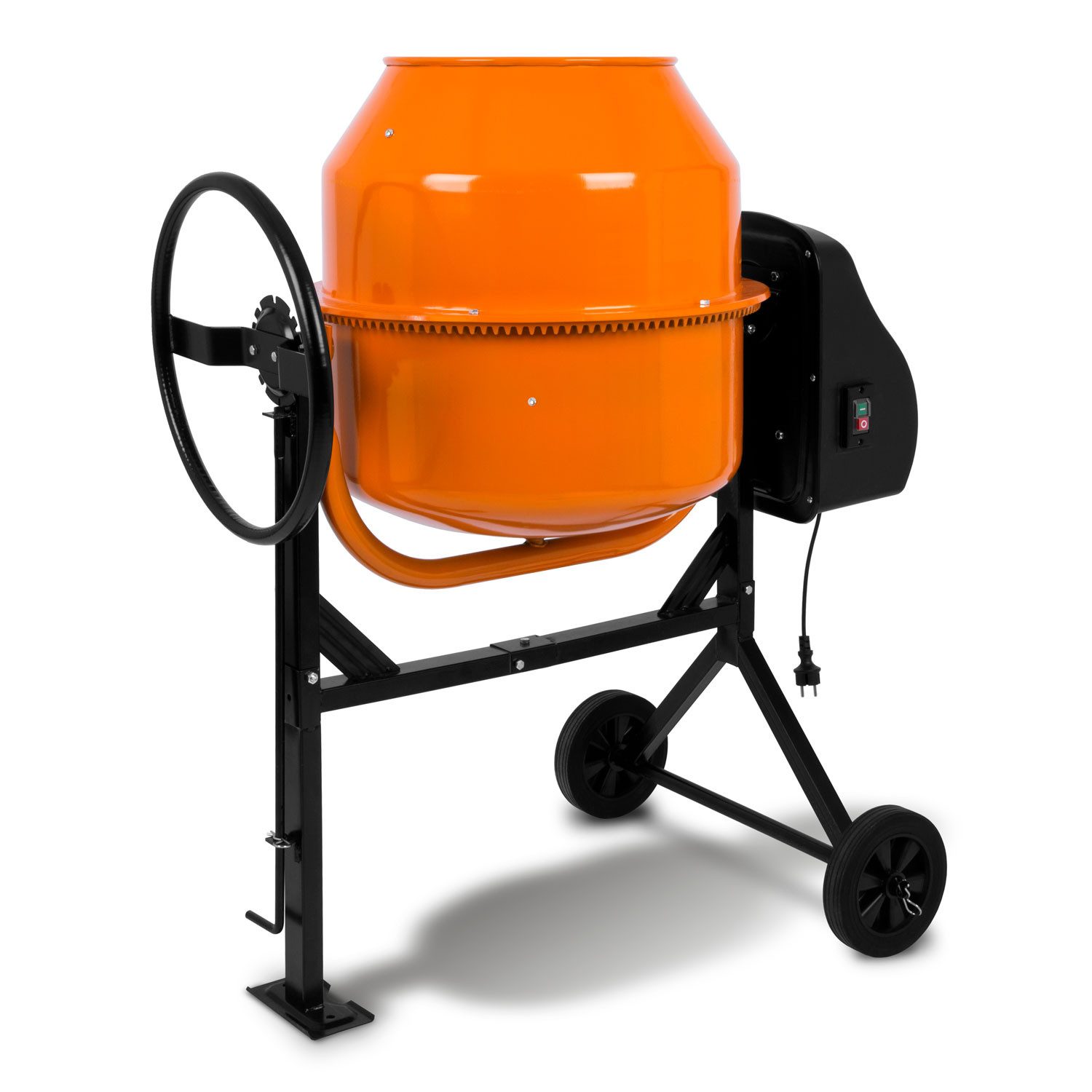 EBERTH Бетономешалки 140L Elektrisch, 550W Motor, Gestell, Trommel und Zahnkranz aus Stahl, Zementmischer