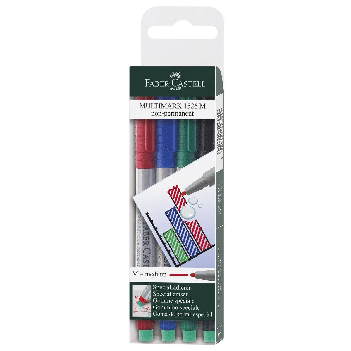 Faber-Castell Marker FABER-CASTELL Marker Multimark 1526 M non-permanent 4 Stück Etui