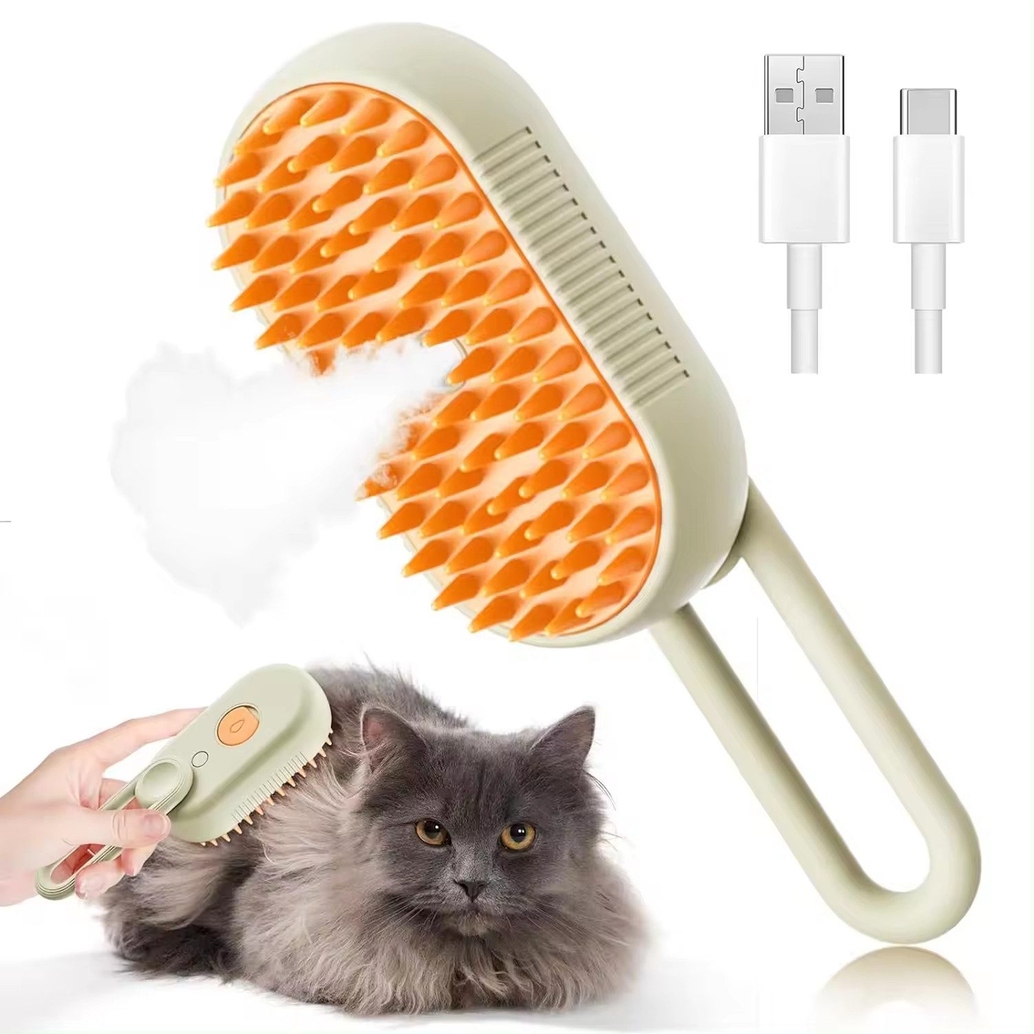 Petsation Fellbürste Petsation 3-in-1 Dampf-Bürste für Hunde & Katzen Fellpflege Fellbürste, für alle Hunde und Katzen mit Langhaar oder Kurzhaar