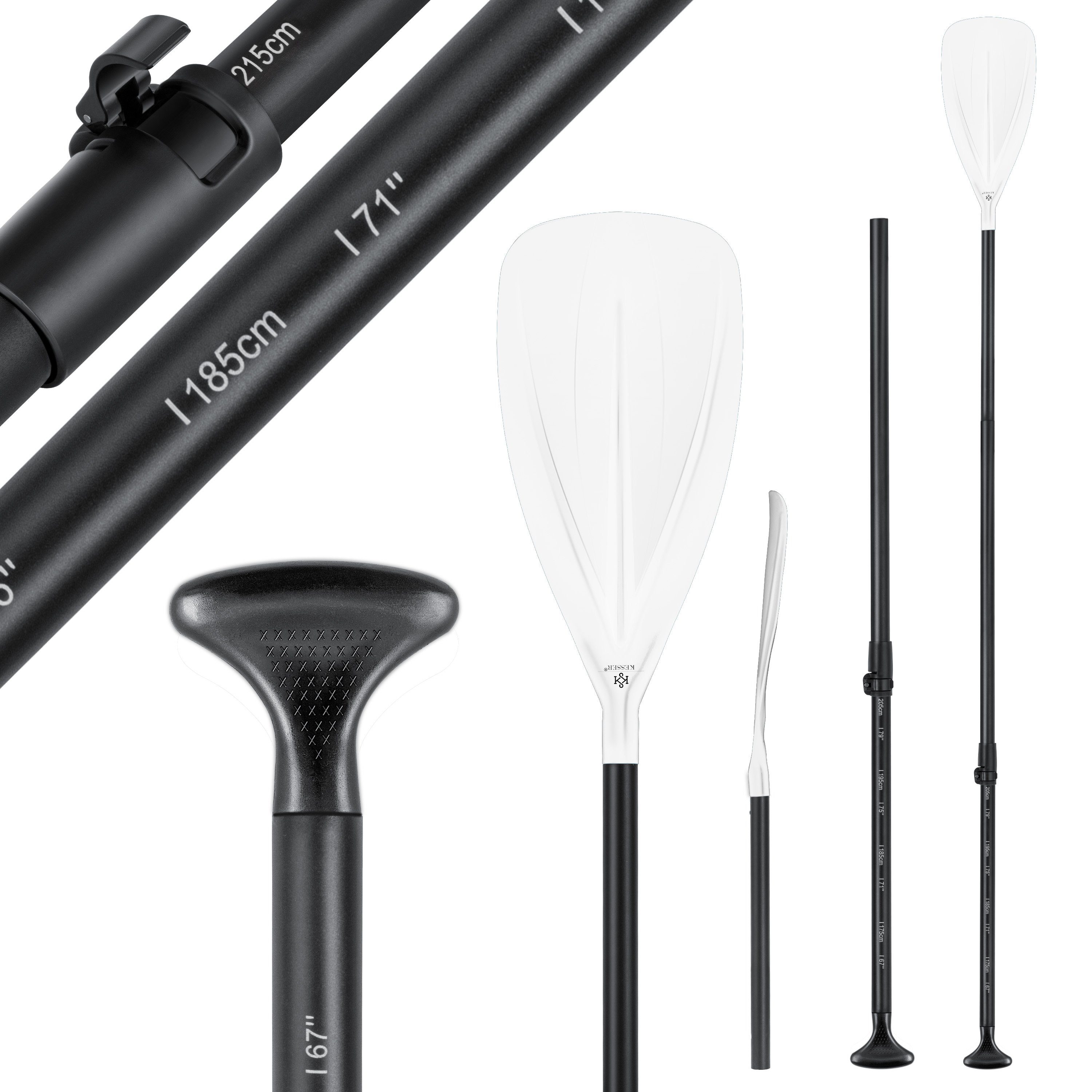 Paddle Board Paddling SUP Kayak SUP-Paddel, schwarz Stand-Up 3-teilig für KESSER