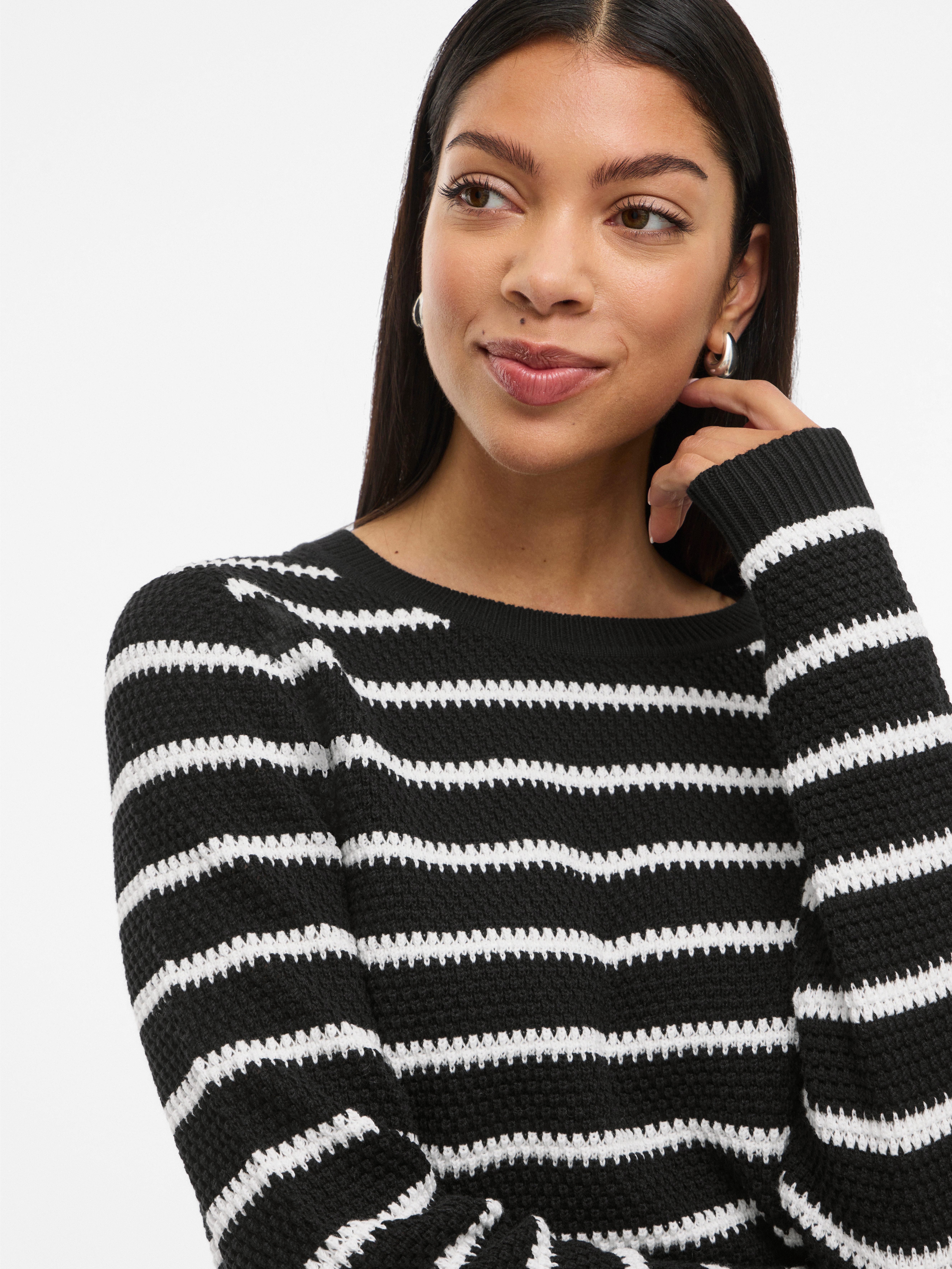 Vila Rundhalspullover VIDALO O-NECK L/S STRIPE KNIT TOP- NOOS