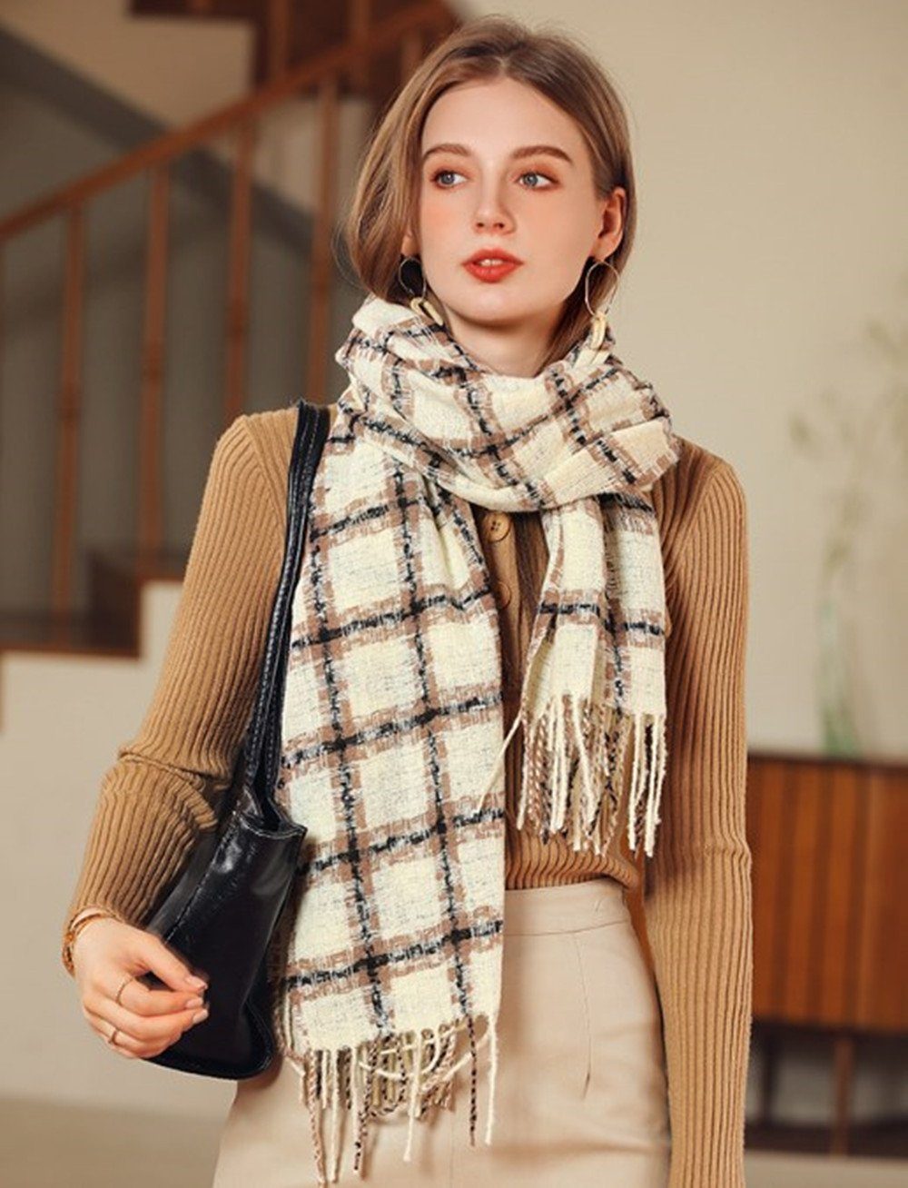 XDeer Wollschal Damen Schal,kuschelweich Karo,Winter Schal günstig online kaufen