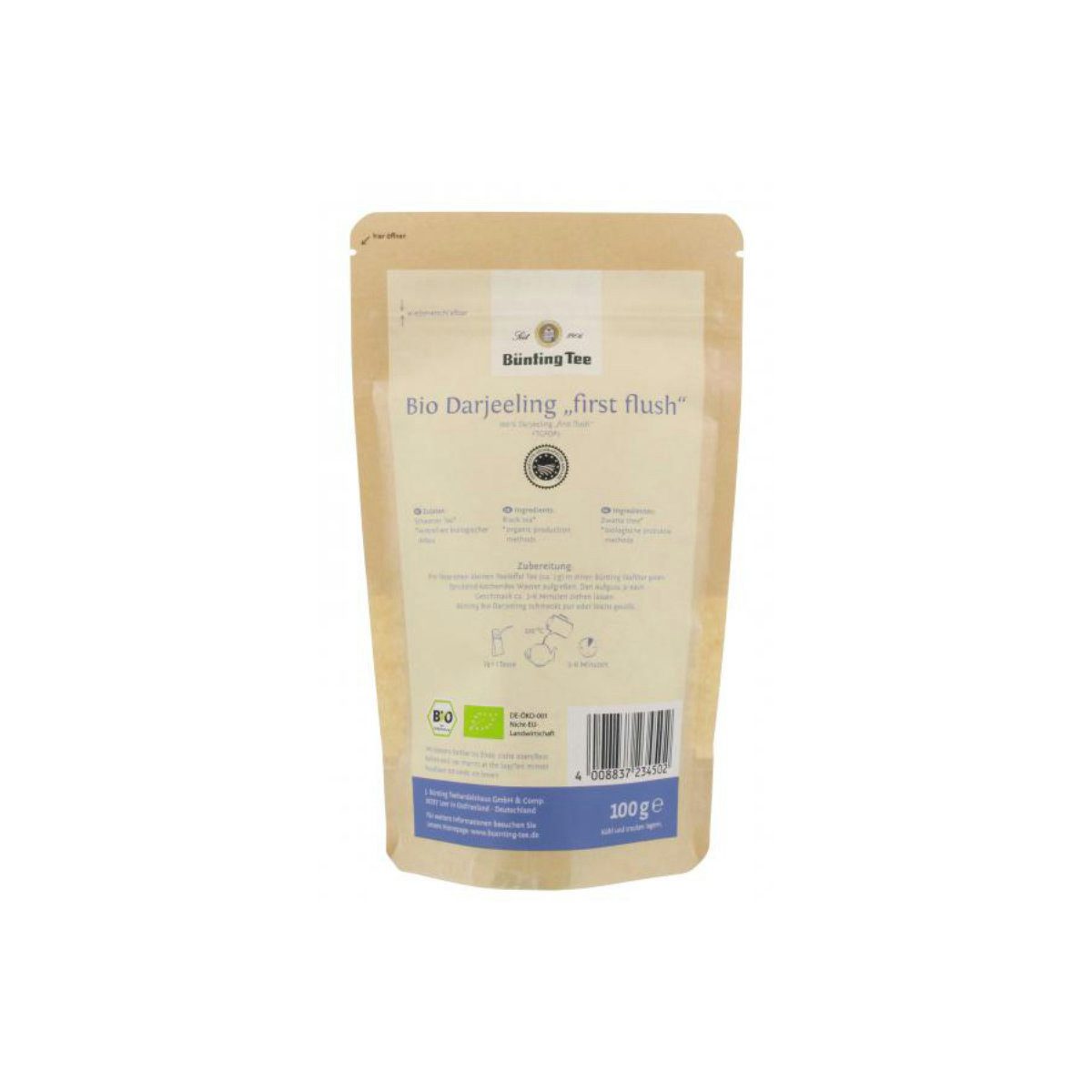 Bünting Tee Tee, Bünting Bio Darjeeling First Flush loser Tee fein aromatisch 100g