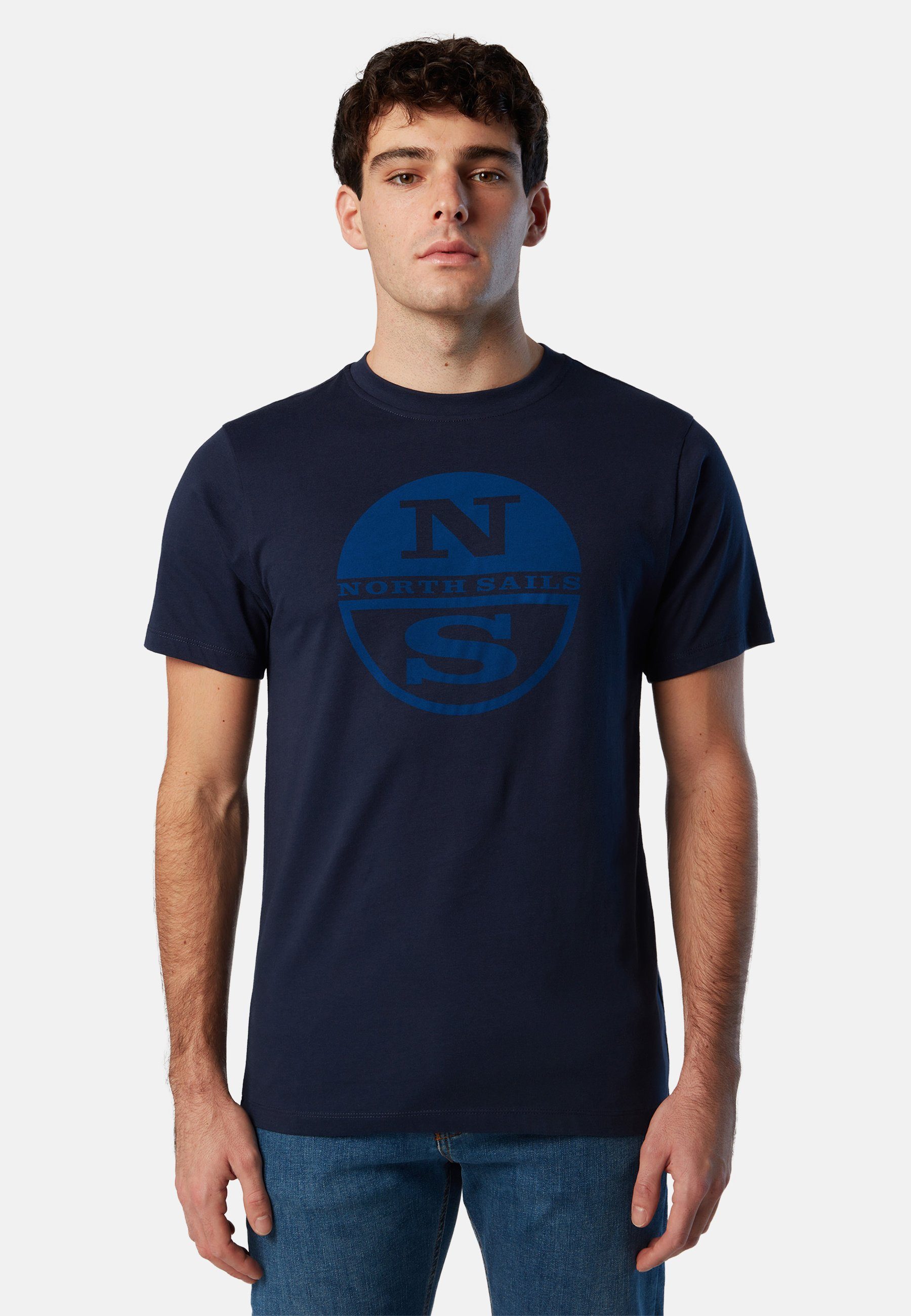 North Sails T-Shirt T-Shirt mit Maxi-Logo-Aufdruck mit klassischem Design DARK BLUE