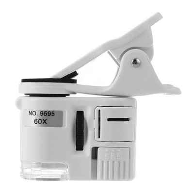 Gontence Telefon Mikroskop,Taschenmikroskop HD Digitales Mini Mikroskop Clip Taschenmikroskop (LED UV Licht aufsteckbare Mikrolinse für Universal Mobiltelefone)