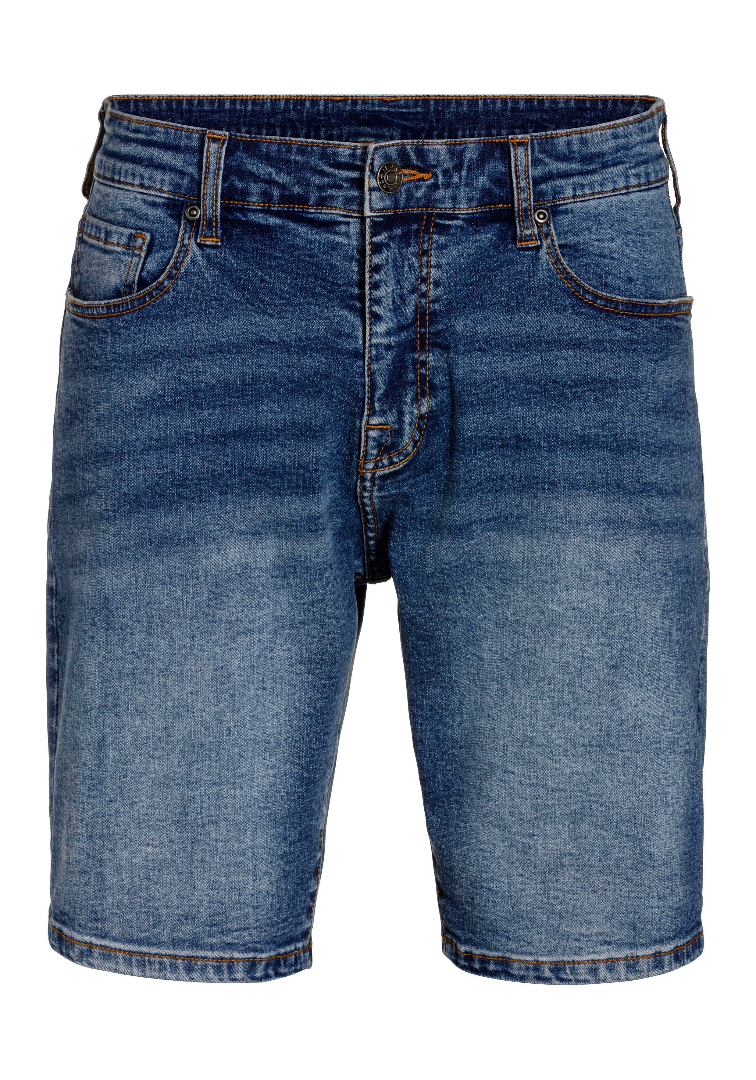 Denim-Qualität aus Jeansshorts dark elastischer blue 5-Pocket Form Buffalo