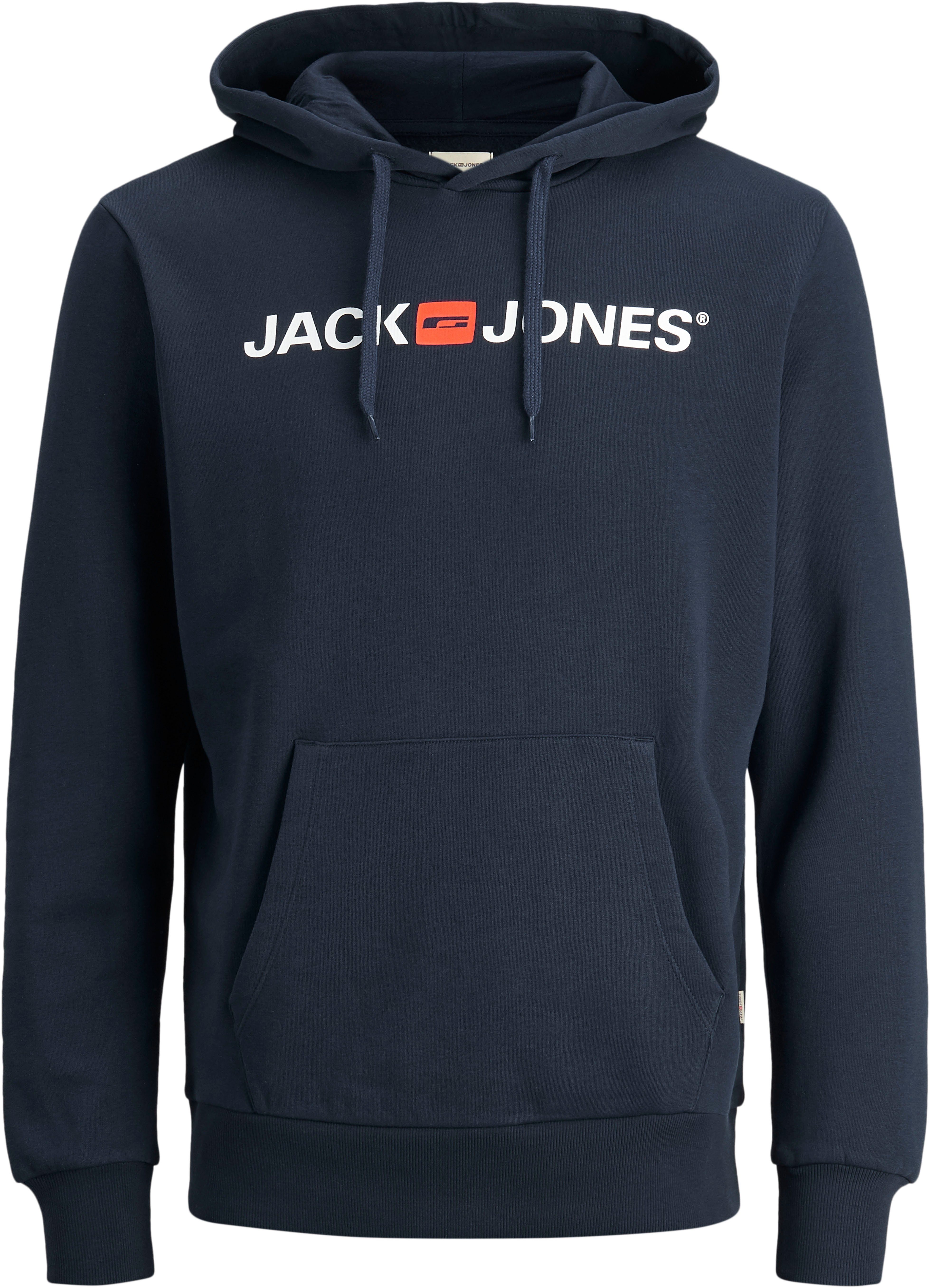 Logo dunkelblau Kapuzensweatshirt Oldschool Jack Hoodie & Jones