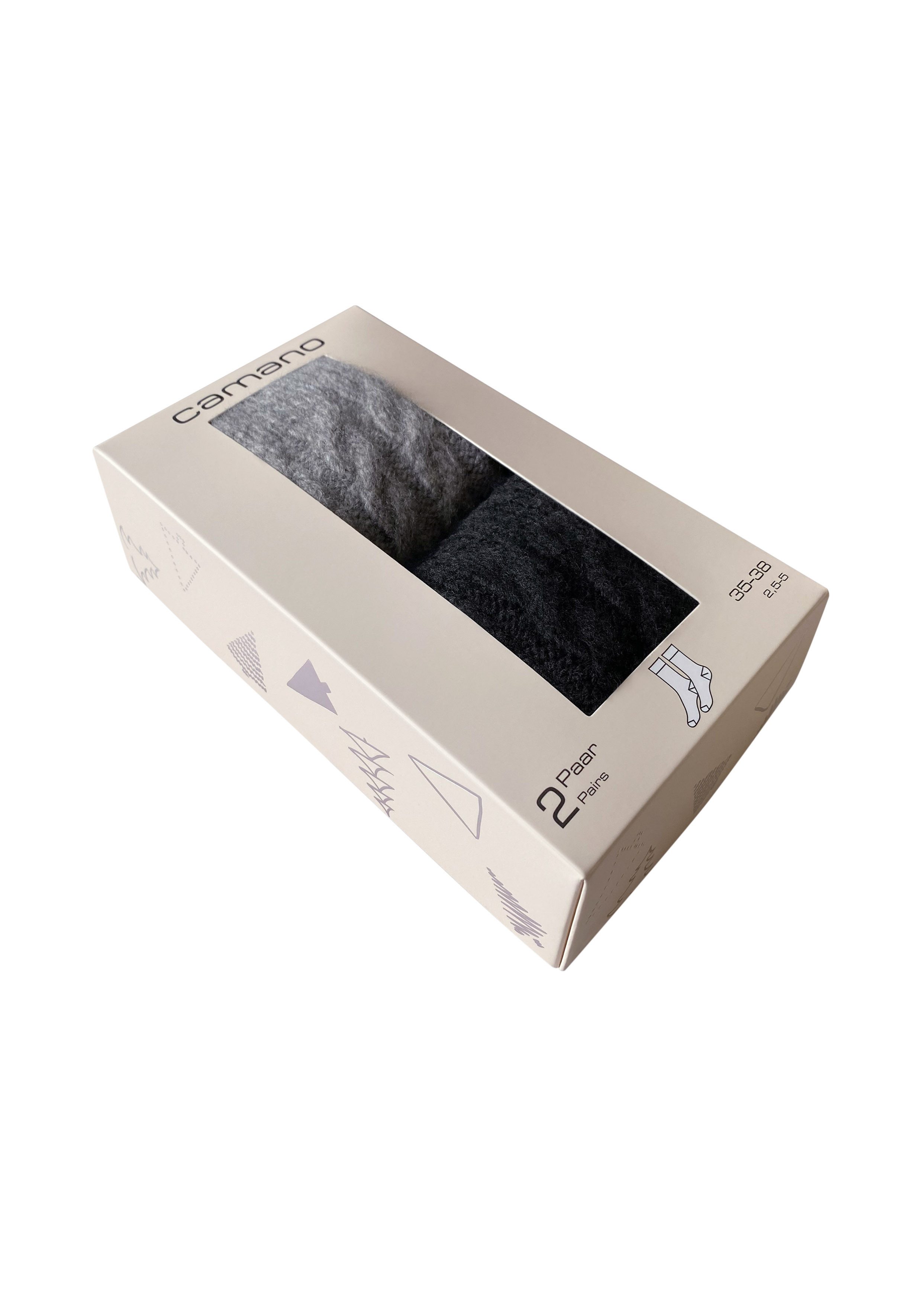 Camano Sneakersocken warm & cozy (2-Paar) mit Zopfmuster, Rippenbündchen