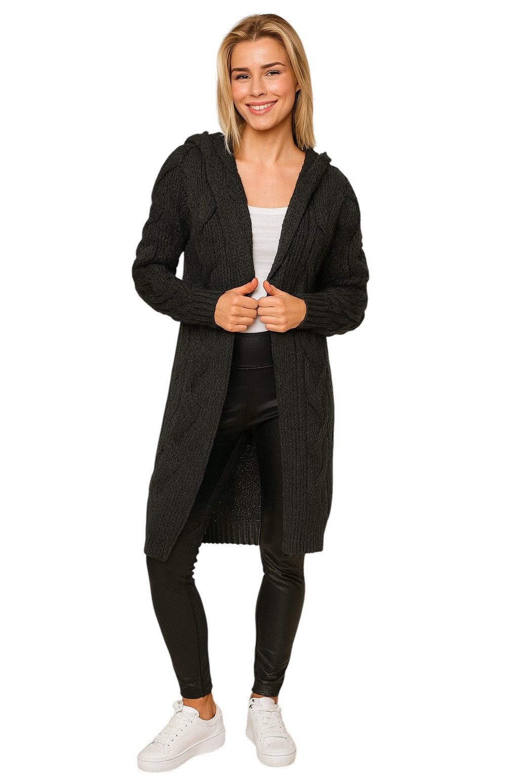 Worldclassca Kapuzenstrickjacke Worldclassca lange Strickjacke Zopfmuster C günstig online kaufen