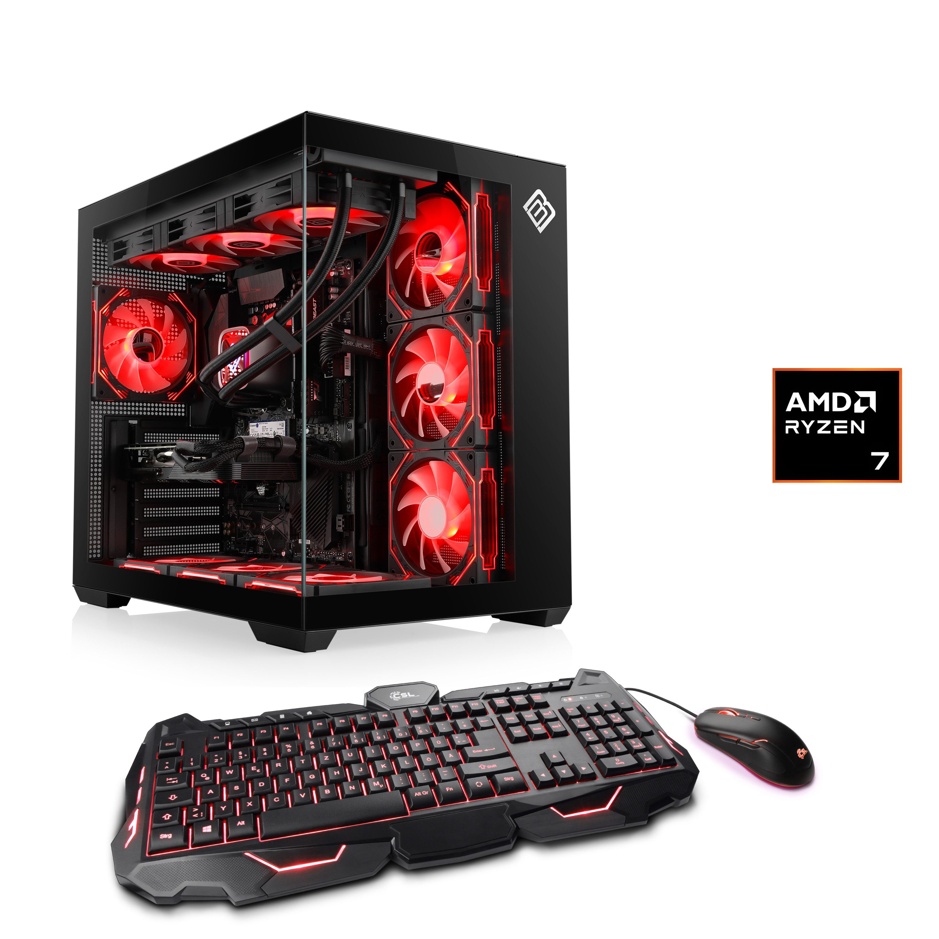 CSL Vitrum Advanced V24527 PC (AMD Ryzen 7 9800X3D, NVIDIA GeForce RTX 5070 Ti, 32 GB RAM, 2000 GB SSD, Wasserkühlung)