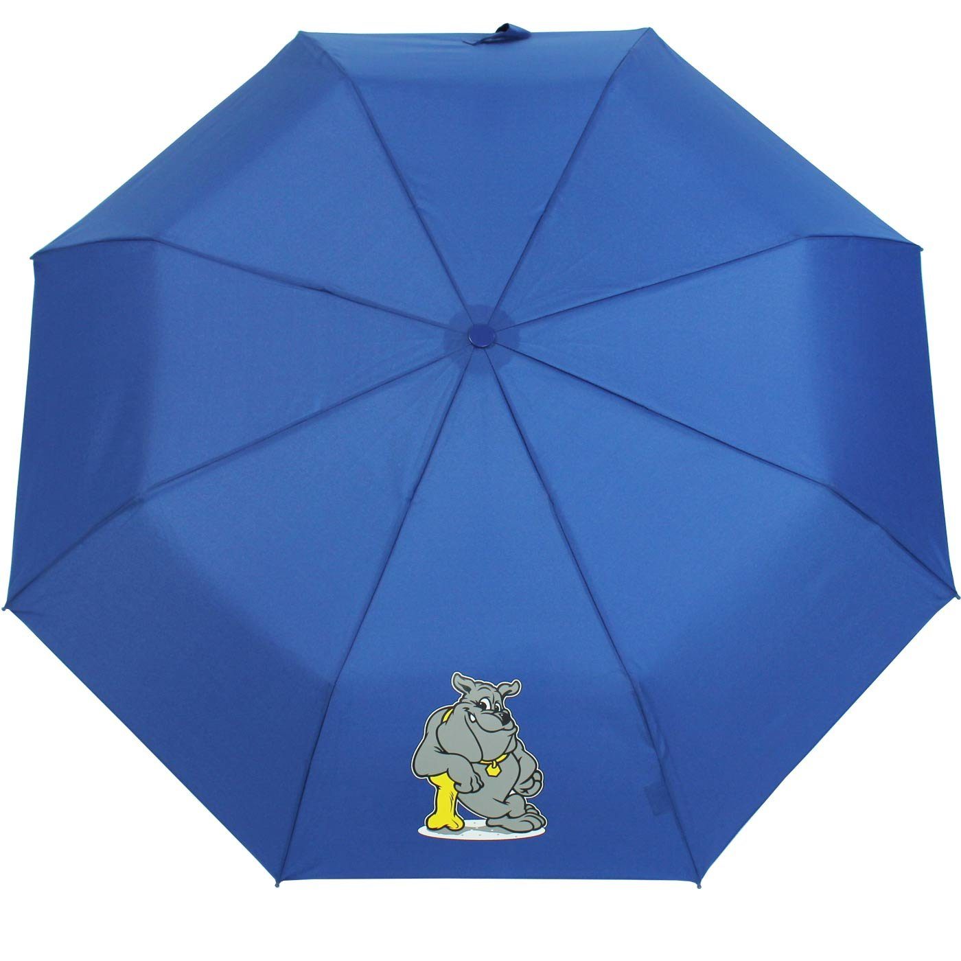 mit Taschenregenschirm für Kids Jungen dog Mini Schulweg - derby leicht Schule blau, ein Schirm Kinderschirm leichter coolen den Motiven