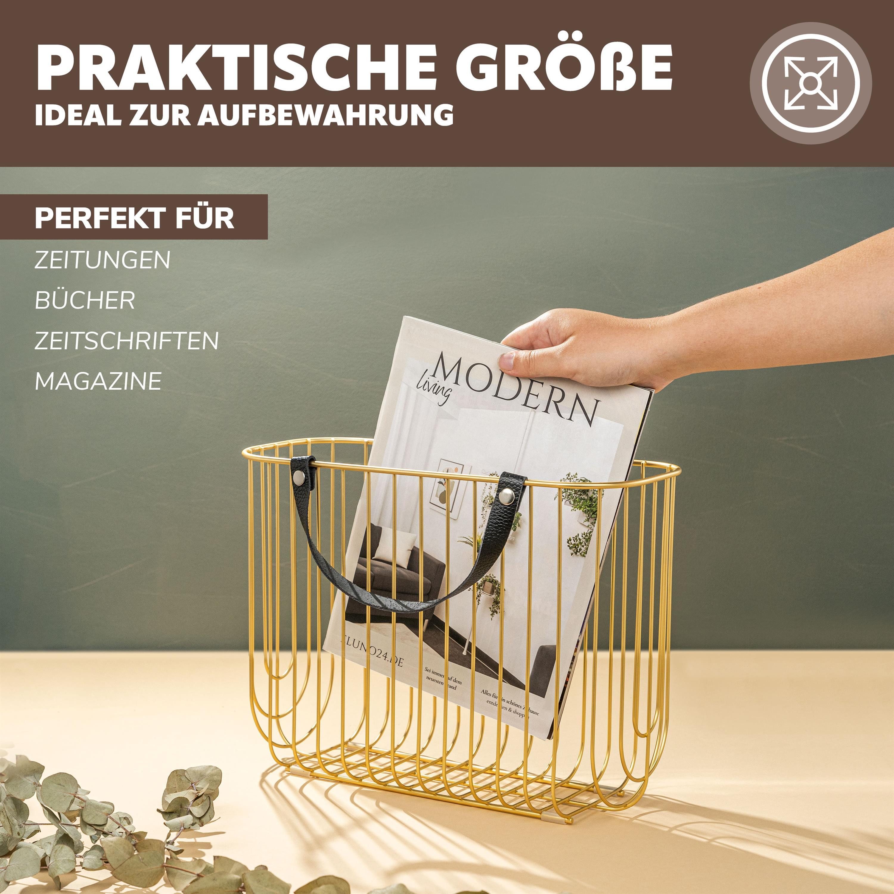 eluno Zeitungsständer Zeitungsständer, Metall mit Tragegriffen Zeitungsablage Magazinhalter