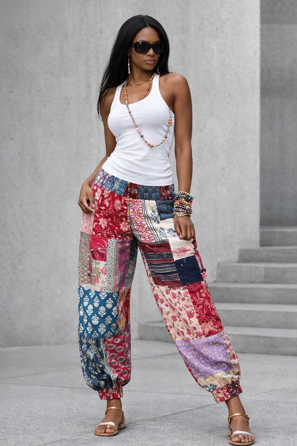 YC Fashion & Style Strandhose Boho Patchwork Hose „Sienna“ – Sommerhose Uni günstig online kaufen
