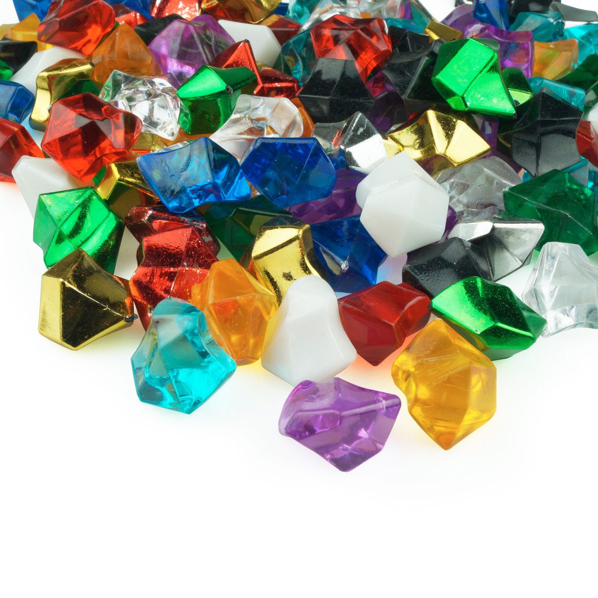 Goodymax Streudeko Kristall-Eis 25 mm Bunt Farbmix mehrfarbig gemischt 50 Stück, Ziersteine Dekosteine Granulat Diamanten Edelsteine Dekoeis