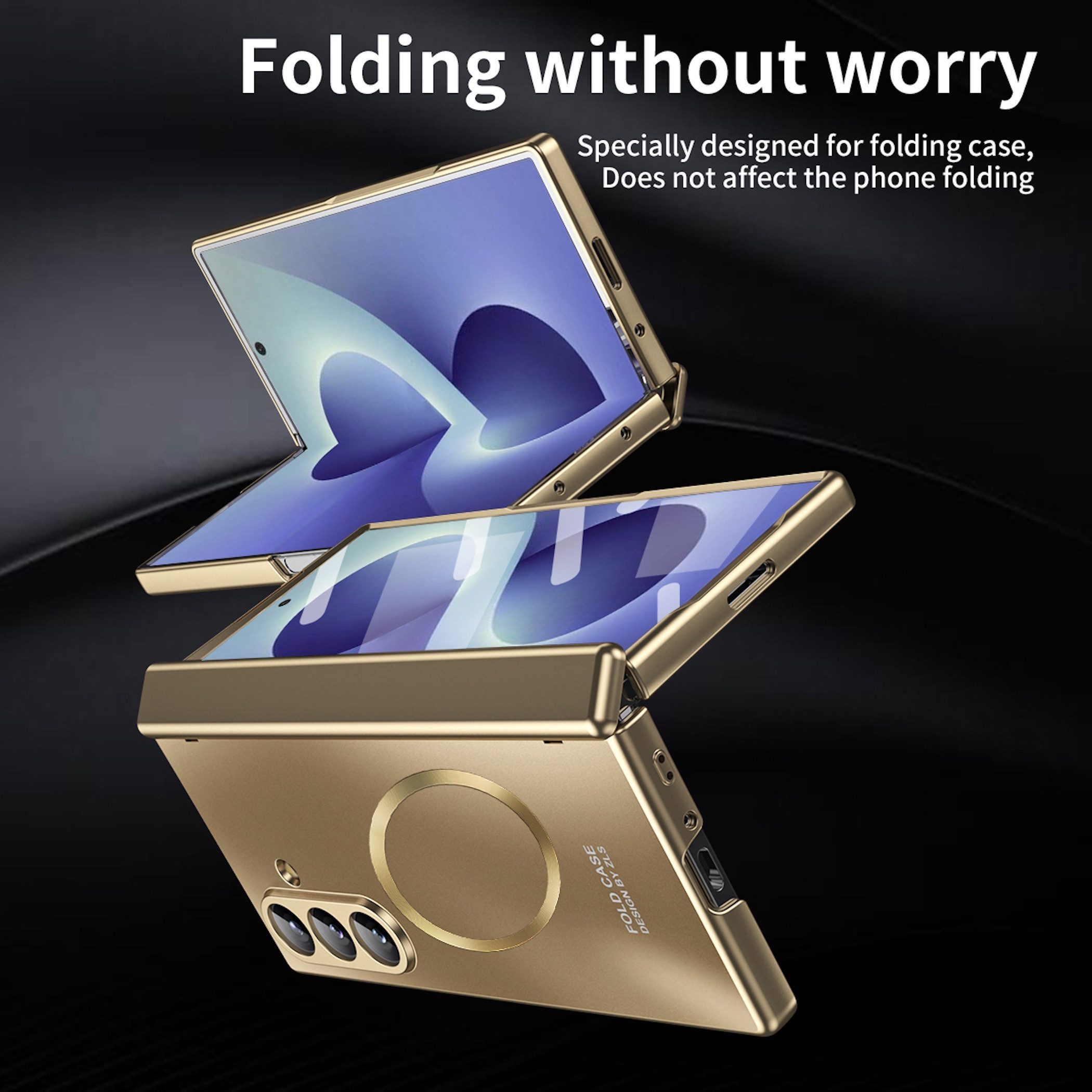 Wigento Handyhülle Klapphülle + H9 Display Glas Samsung Galaxy Z Fold8 Ultra 5G Gold 8,00 Zoll und 6,50 Zoll, Kamera Lisen Schutz