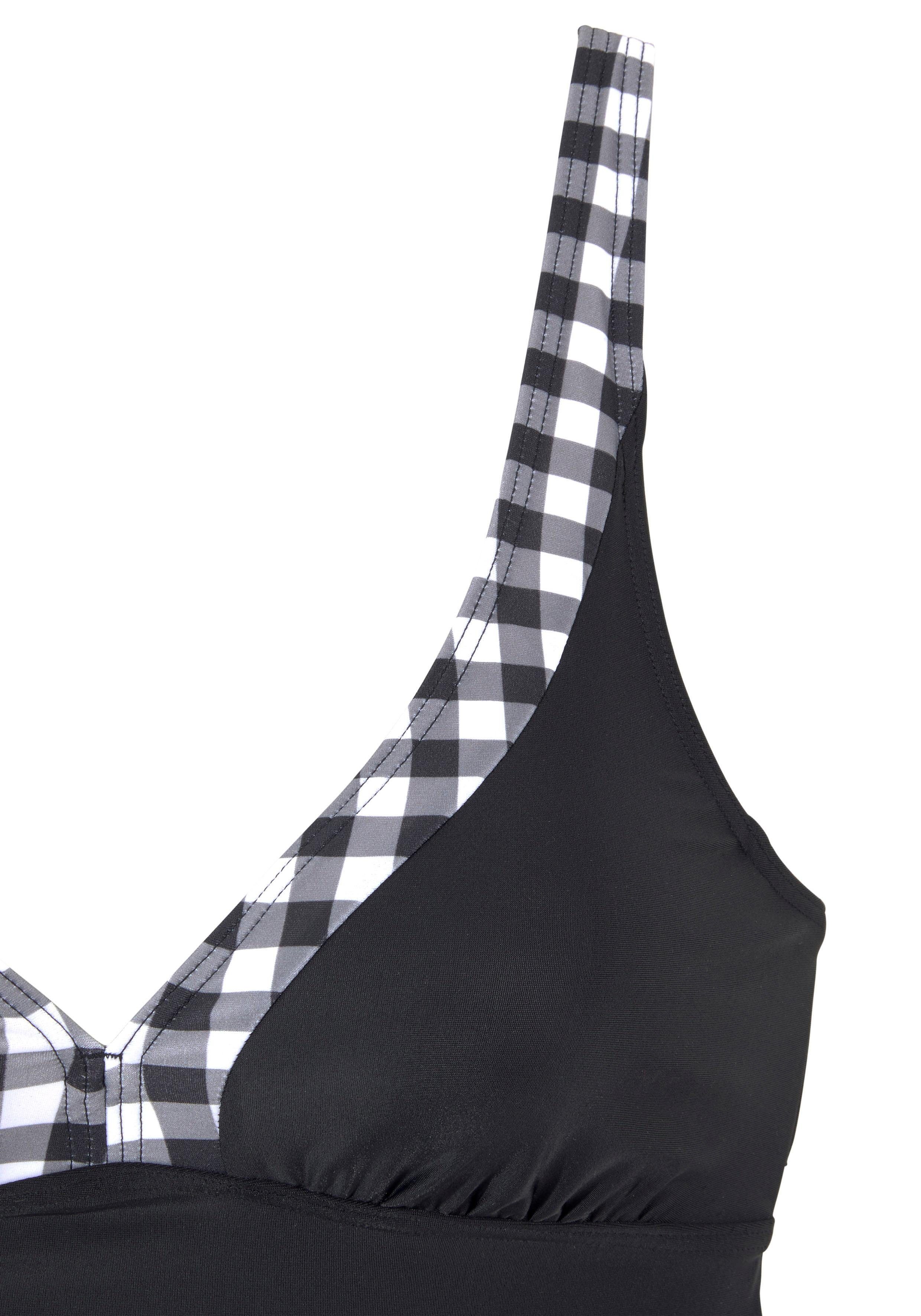 LASCANA Bügel-Tankini mit Karo-Kontrastdetails an Hose und Top