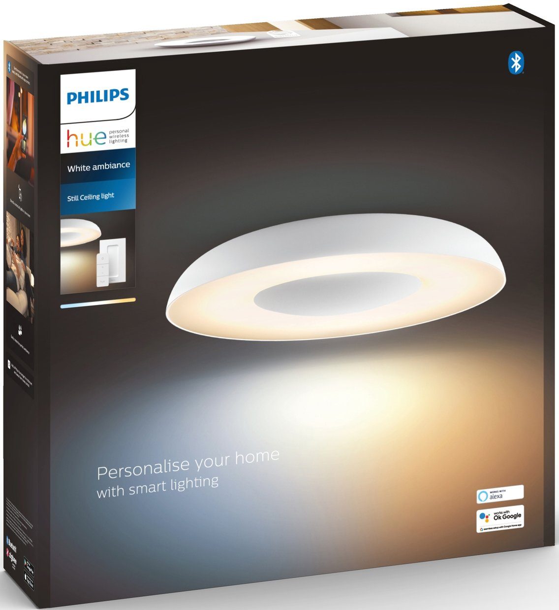 Philips Hue LED Deckenleuchte Still, Warmweiß fest Dimmfunktion, integriert, LED