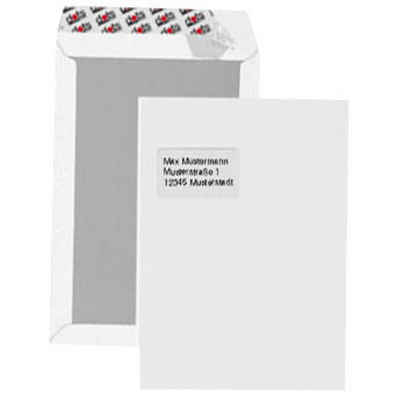 NO NAME Briefumschlag 50 Briefumschläge C4 mit Papprückwand mit Fenster weiß, Papiergewicht: 120g/qm; Haftklebend; Mit Fenster