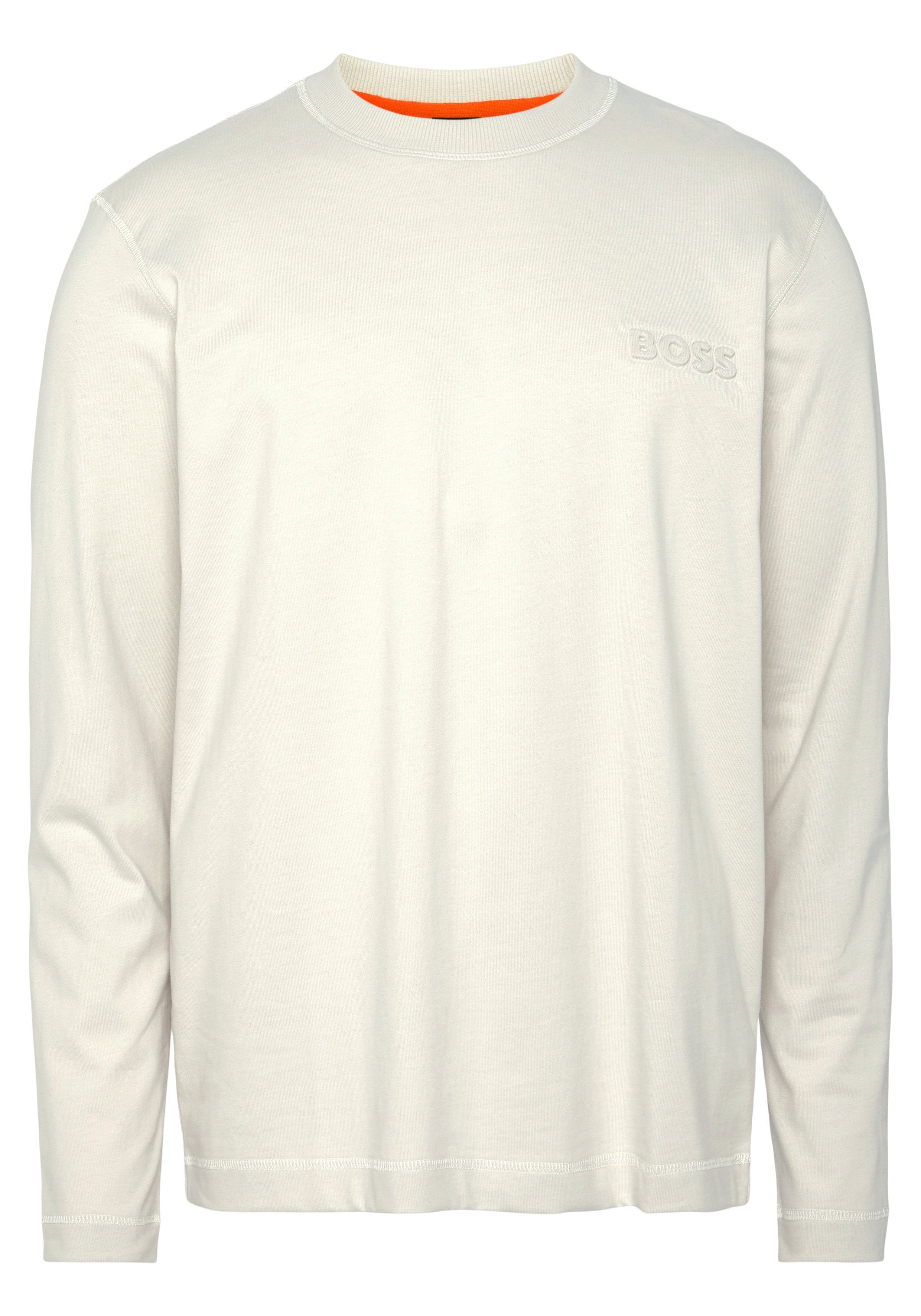 BOSS ORANGE mit Teebasiclong pastellgrau T-Shirt Rundhalsausschnitt