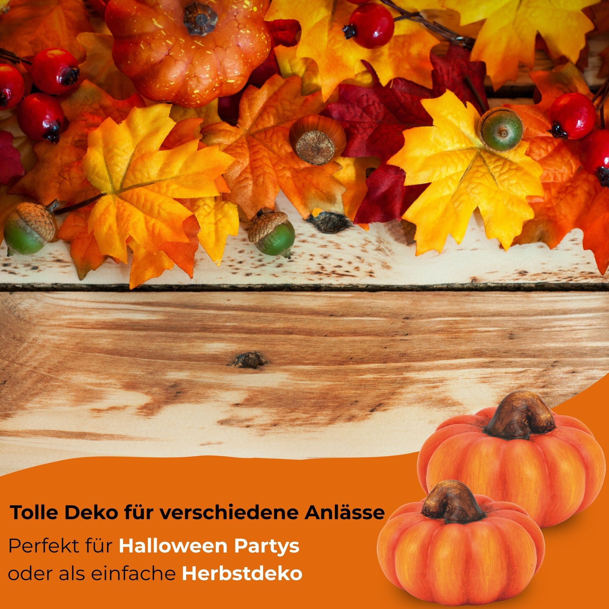 matches21 HOME & HOBBY Dekofigur Kürbis orange aus Ton, 10 cm als Herbst & Halloween Deko (1 St), Deko-Kürbis als Deko für Innen & Außen – Bild 4 von 5
