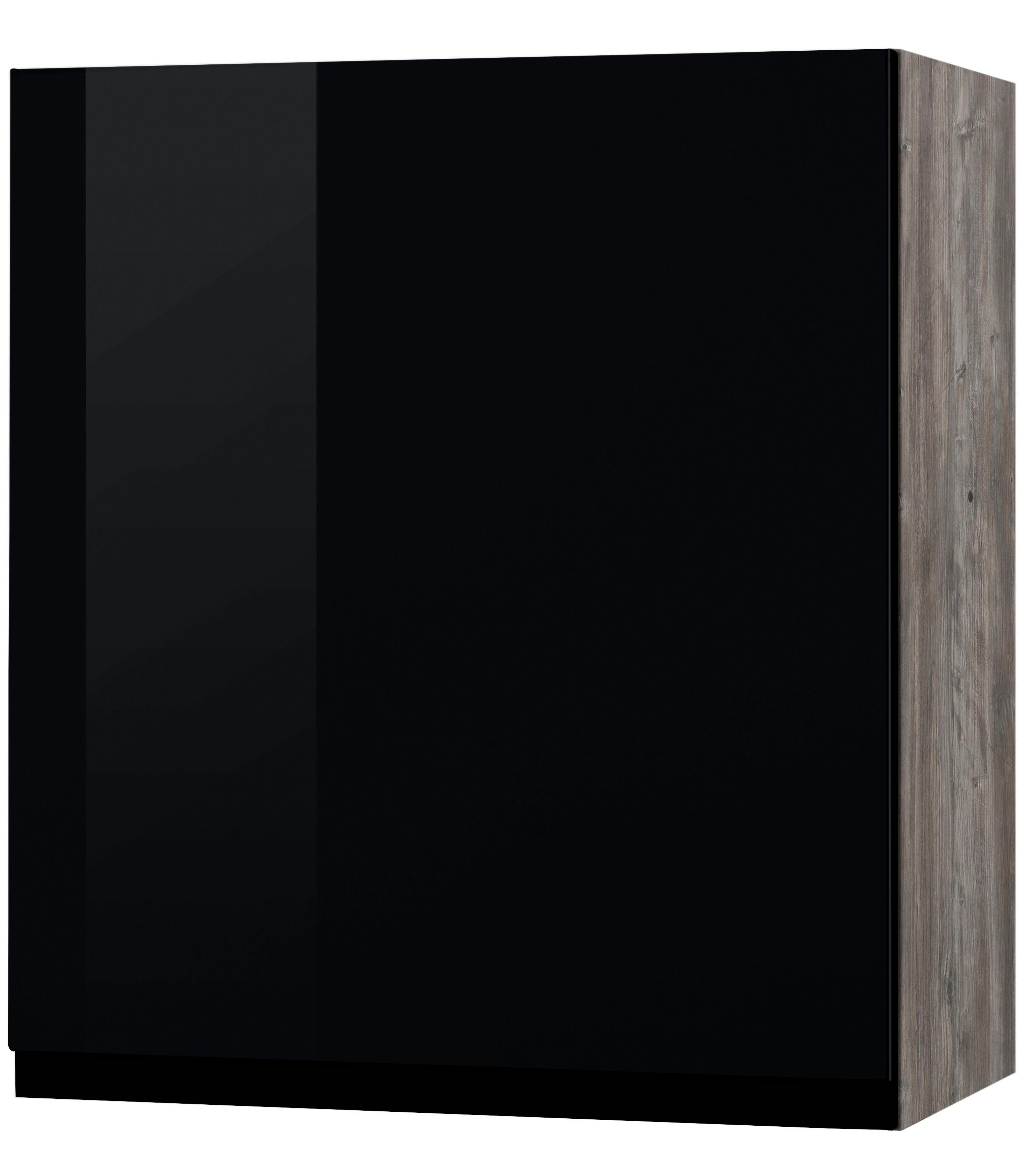 1 mit Hängeschrank eichevintage breit, 50 HELD cm Virginia Tür | MÖBEL schwarz Hochglanz