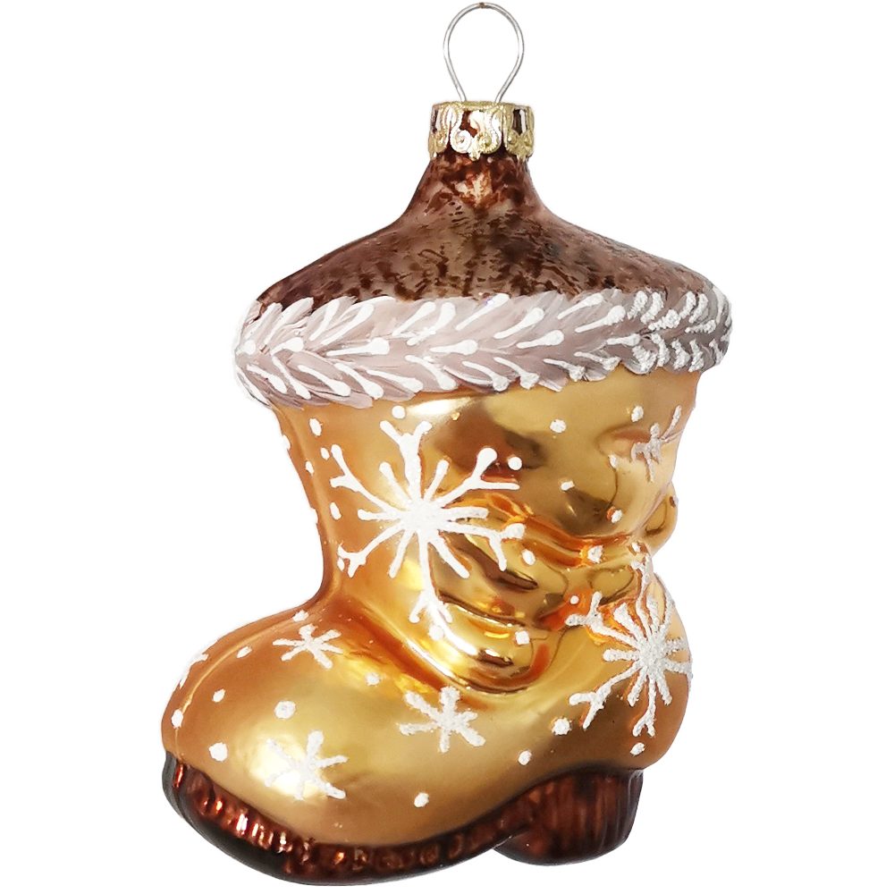 Thüringer Glasdesign Christbaumschmuck Stiefel gold (1-tlg), mundgeblasen, handbemalt