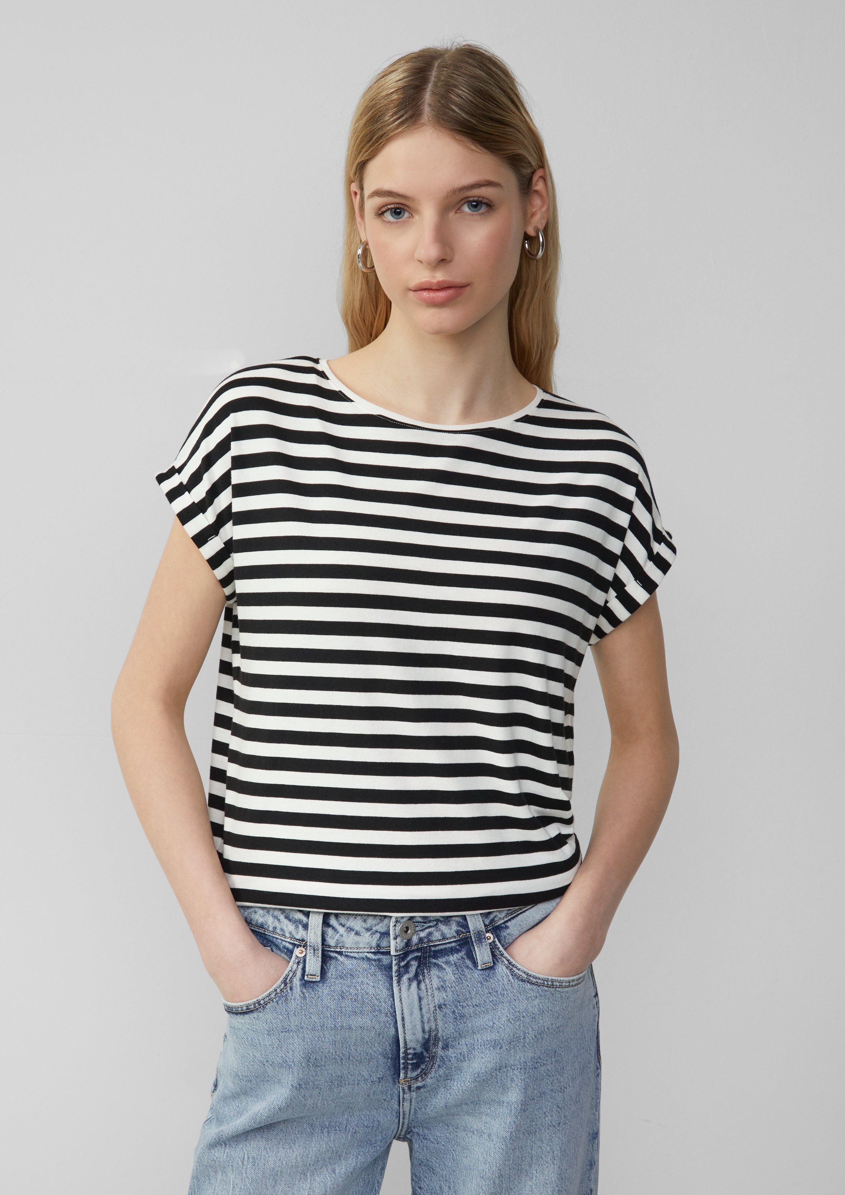 QS Kurzarmshirt Locker geschnittenes T-Shirt aus günstig online kaufen