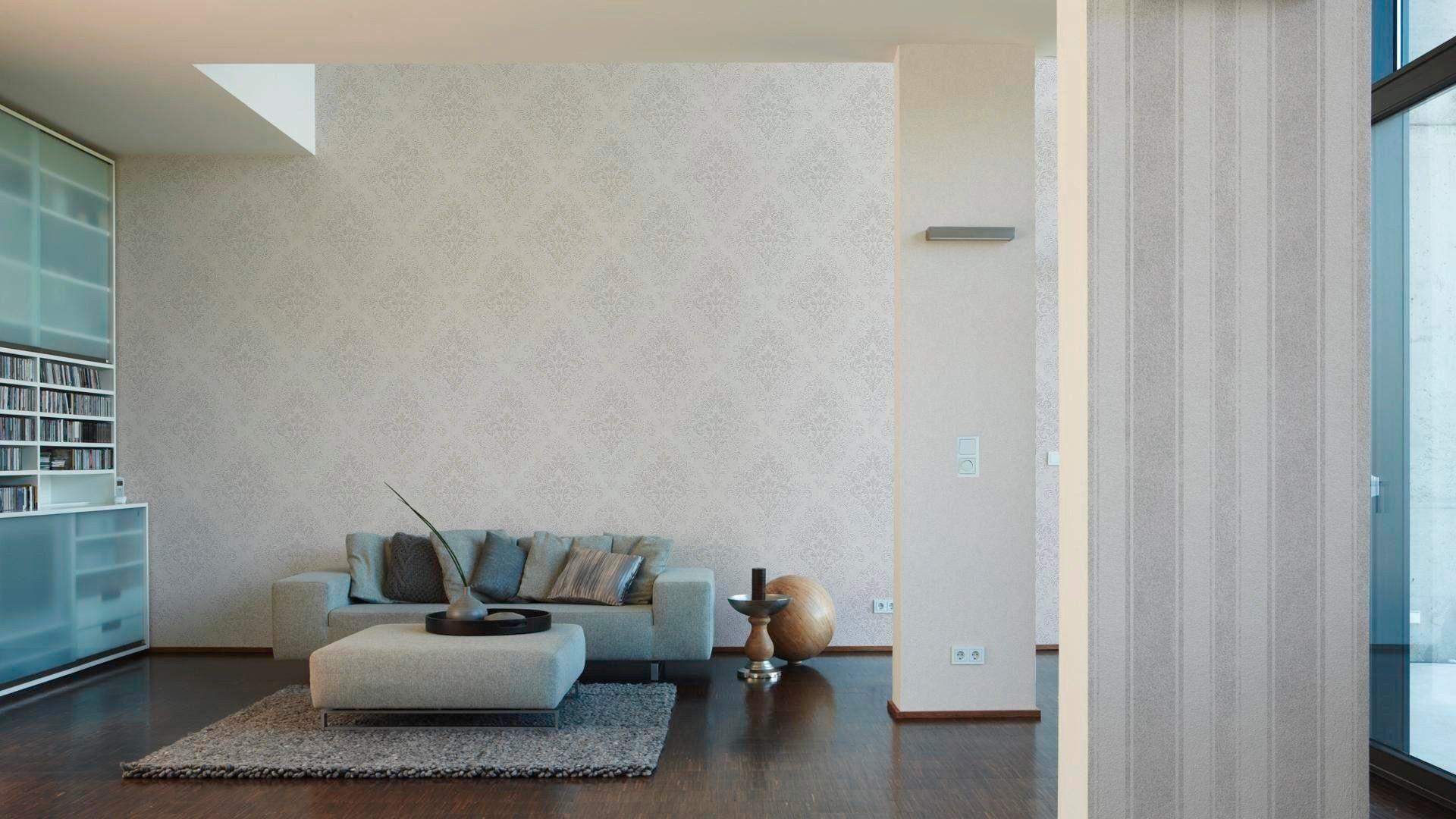 living walls Vliestapete Tapete mit Ornamenten barock, strukturiert, floral, glänzend, matt, gemustert, ornamental, metallic, (1 St), Tapete Klassik Metallic Tapeten Wohnzimmer Schlafzimmer Küche modern