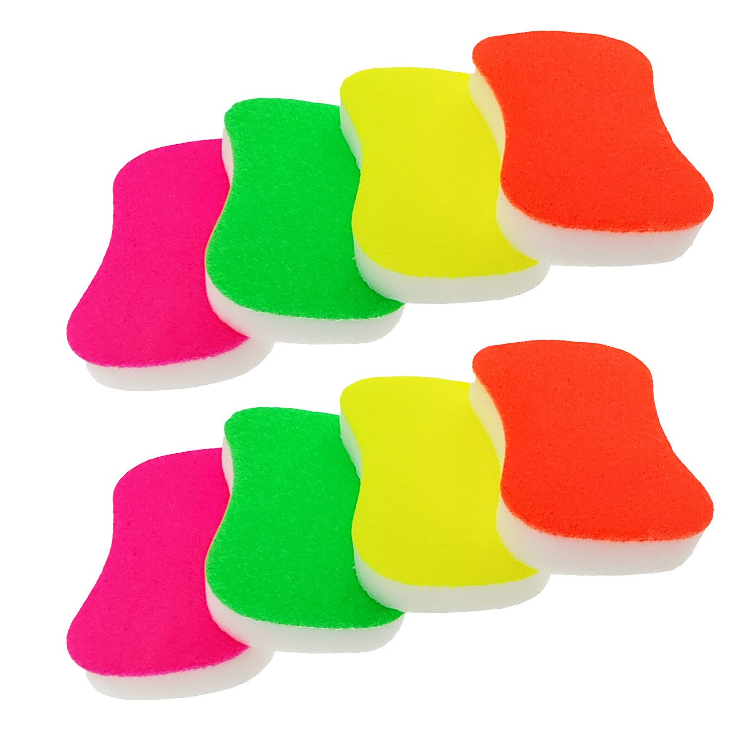varivendo Scheuerschwamm 8er Set Neon Scheuerschwamm pink, orange, grün, gelb, Topfreiniger Schwamm Reinigungsschwamm Reinigungspad