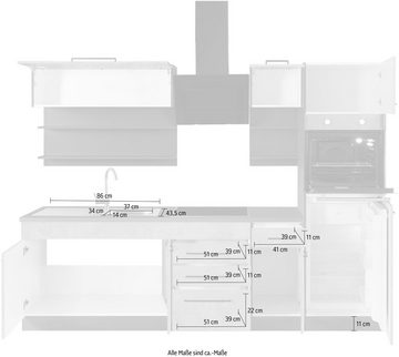 HELD MÖBEL Küchenzeile Tulsa, ohne E-Geräte, Breite 270 cm, schwarze Metallgriffe, MDF Fronten