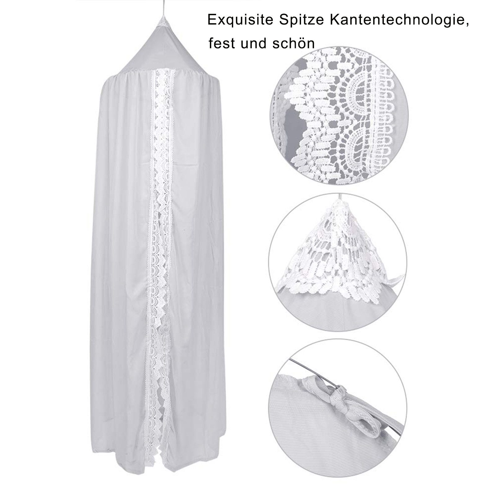HOMELIVE Betthimmel Betthimmel Baldachin Kinderzimmer Deko, Exquisite Spitze Edging, Saumlänge 240cm*60 CM