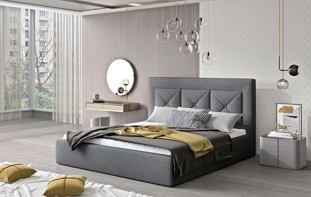 JVmoebel Bett Klassisches Bett Modern Stil Doppel Holz Hotel Betten 220x220 Grau