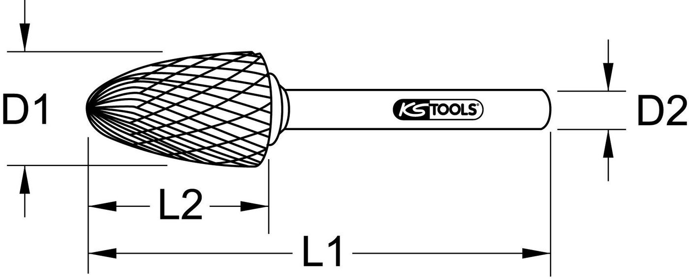 Thumbnail - KS Tools Fräser-Set Frässtift Rund-Kegelform kurz