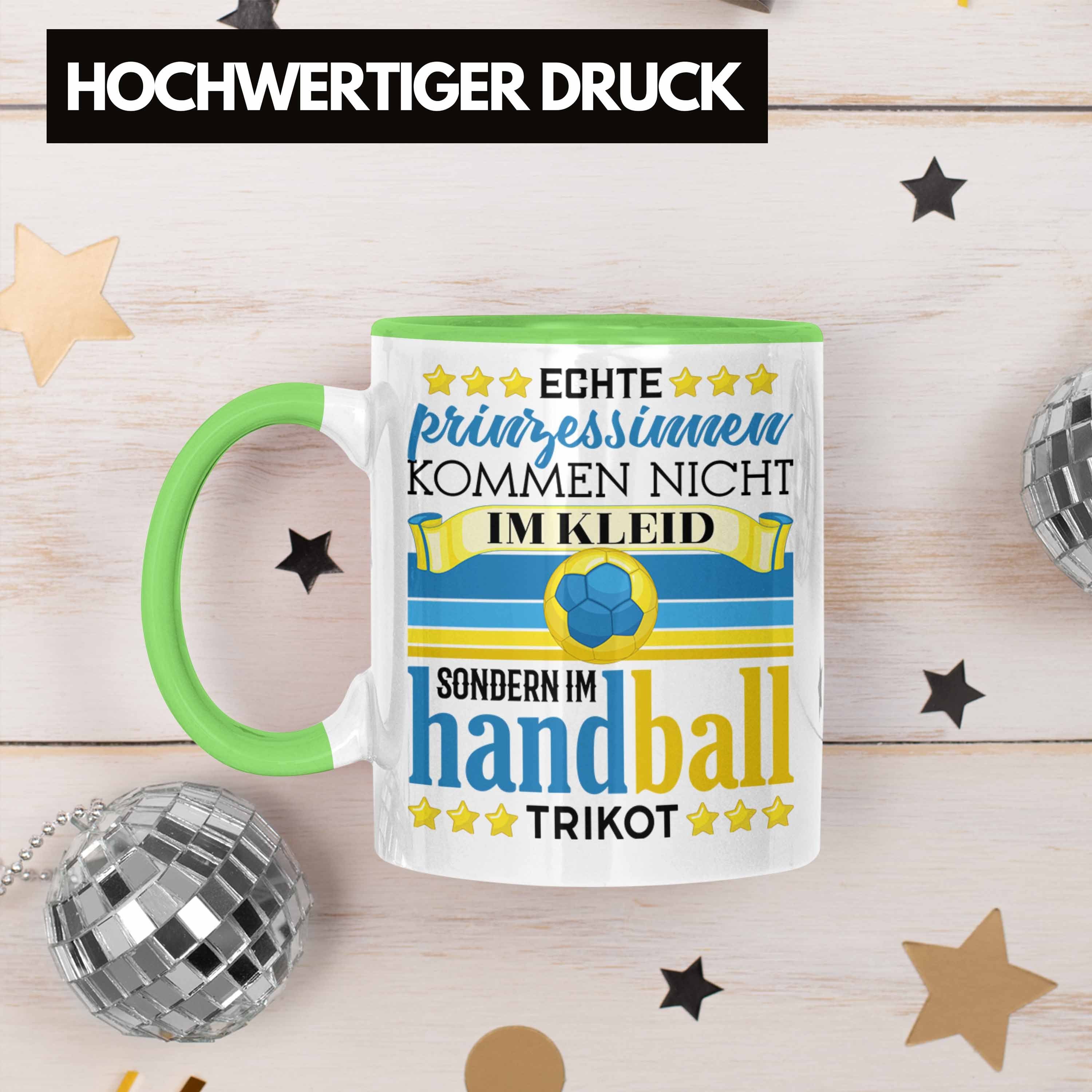 Trendation Tasse Handball Grün Handball-Spielerin Geschenk Frauen Spruch Geschenkidee Tasse