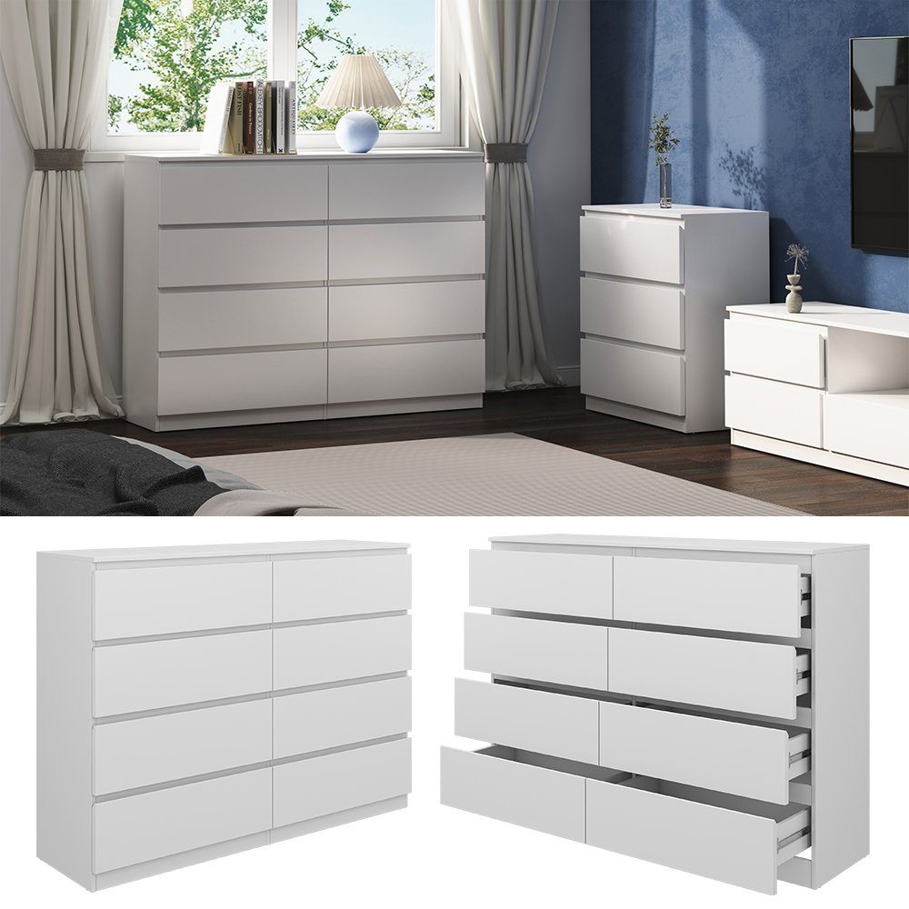 Vicco Kommode Calisto, Weiß/Weiß, 138 x 101.5 cm (1 St)