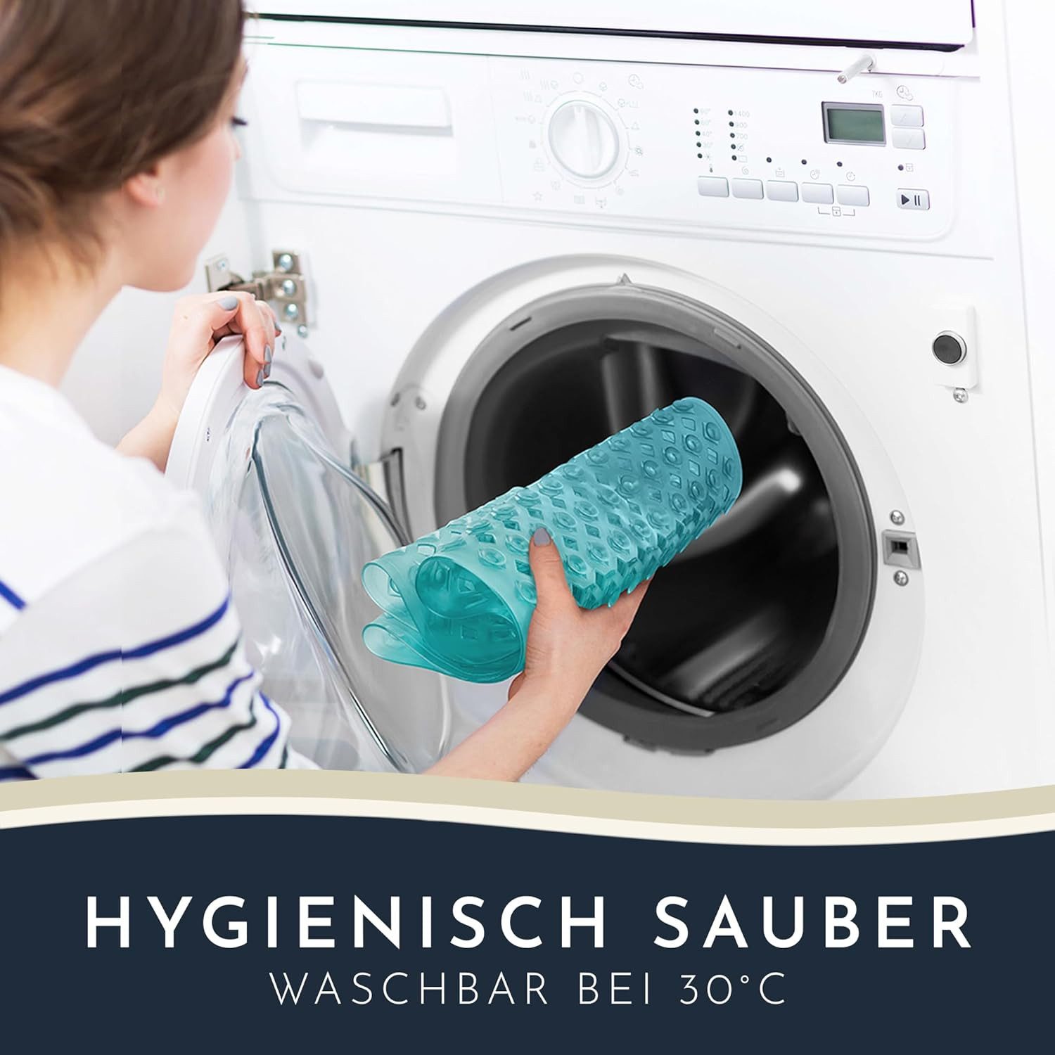 Homerella Badematte rutschfest Hautsensitiv 88x39cm, INKL. AUFHÄNGUNG, Antirutschmatte Badewanne BPA frei, Duschmatte schimmelresistent & maschinenwaschbar – Bild 5 von 5