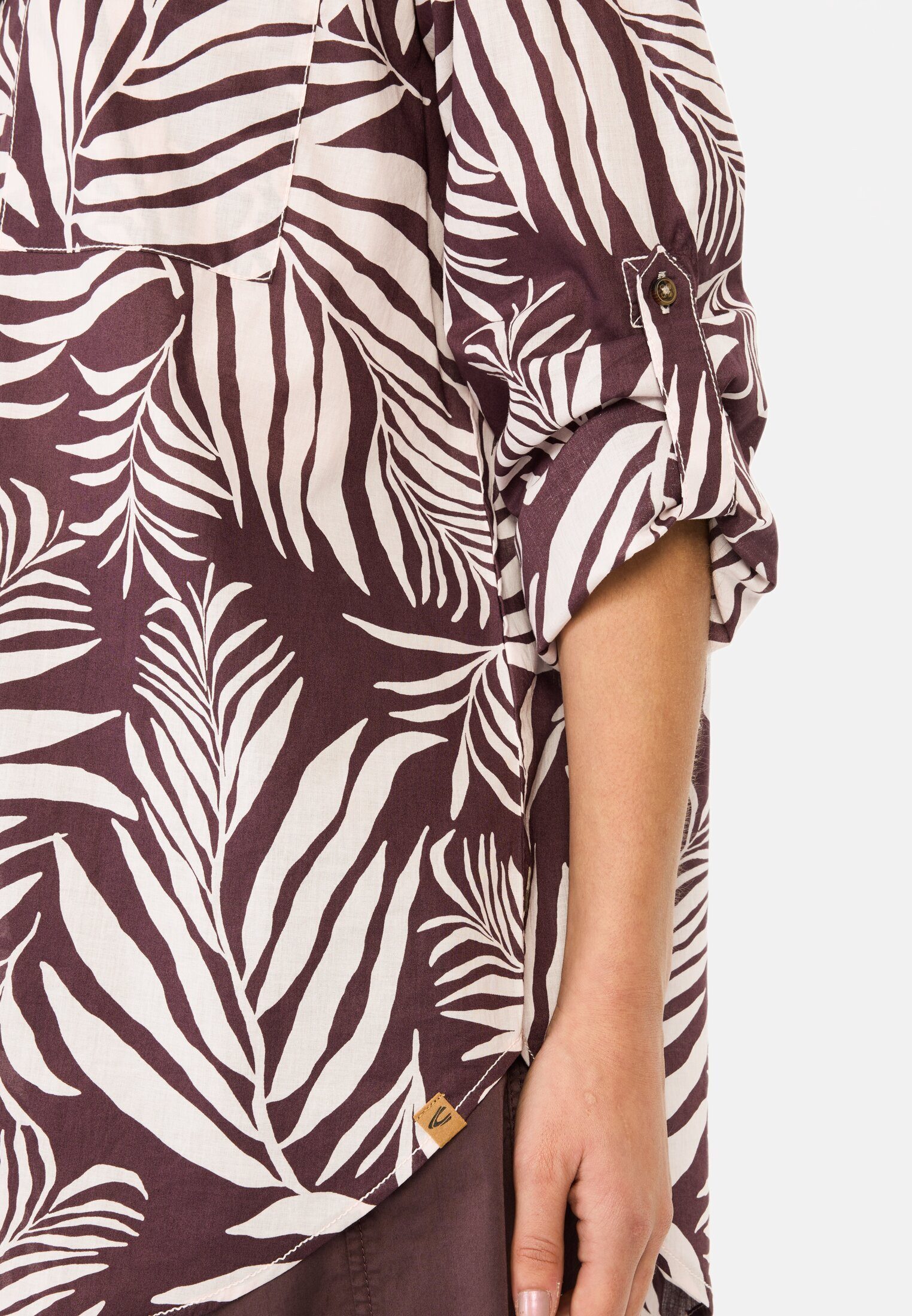 camel active Hemdbluse Hemdbluse mit Blumenprint aus Baumwolle Langarm Allover Print