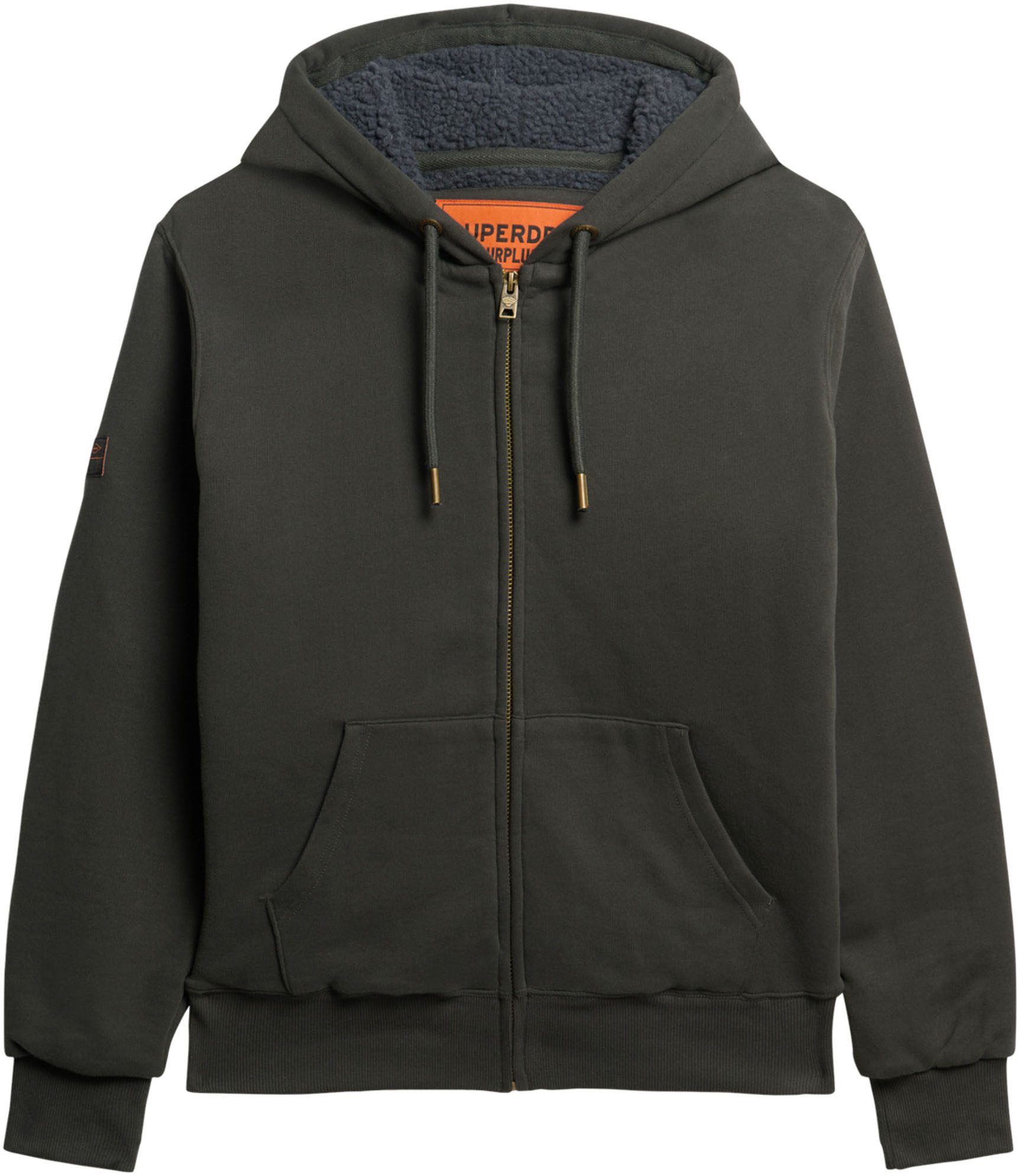 Superdry Kapuzensweatjacke Borg Lined Ziphood aus Baumwolle und Polyester, Slim Fit, mit Rippbündchen, hüftlang – Bild 4 von 5