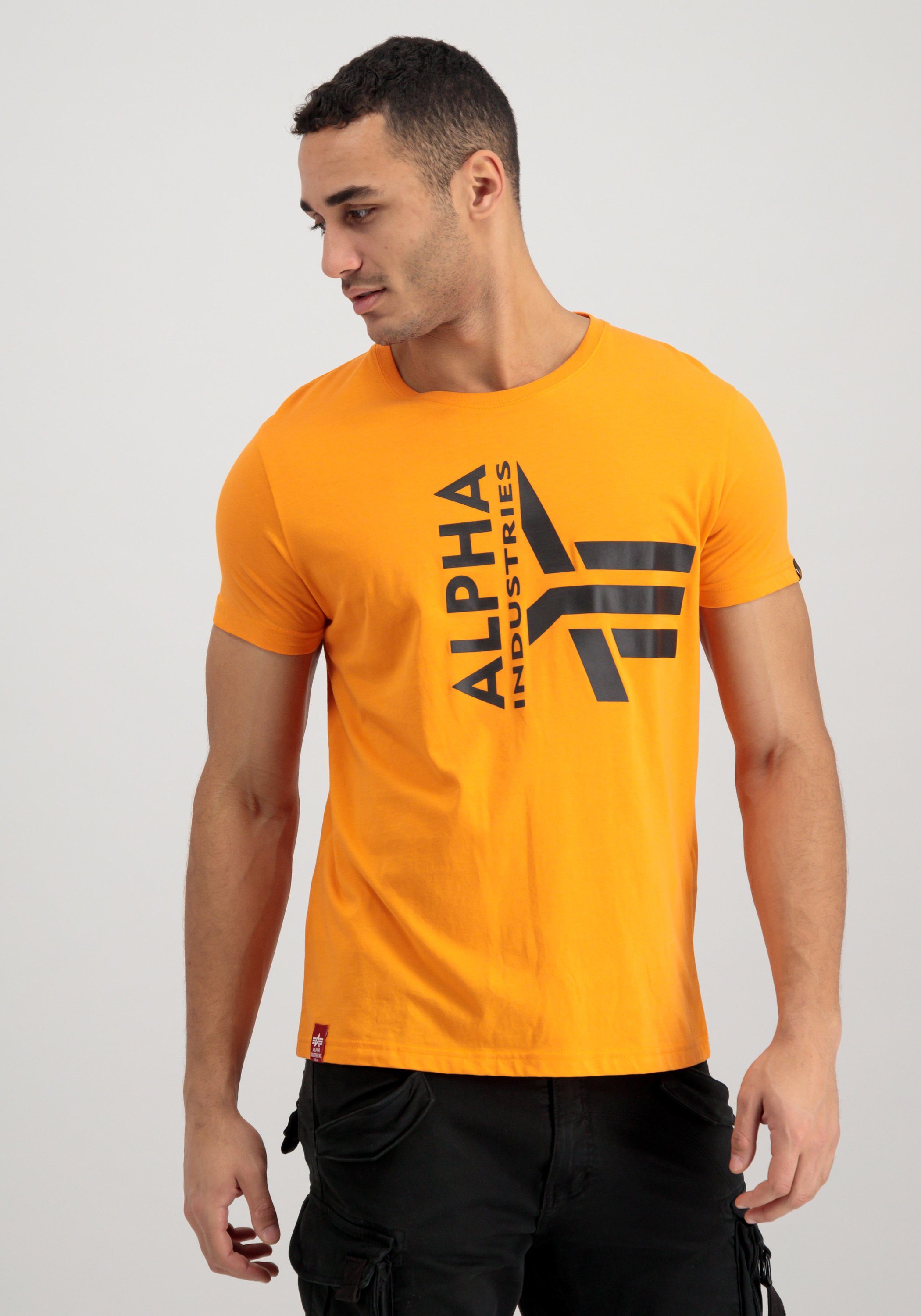 Alpha Industries T-Shirt Half Logo T-Shirts Foam - Industries Men Alpha orange T