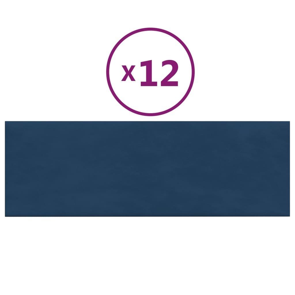 vidaXL Wandpaneel Wandpaneele 12 Stk. Blau 90x30 cm Samt 3,24 m², (12-tlg)