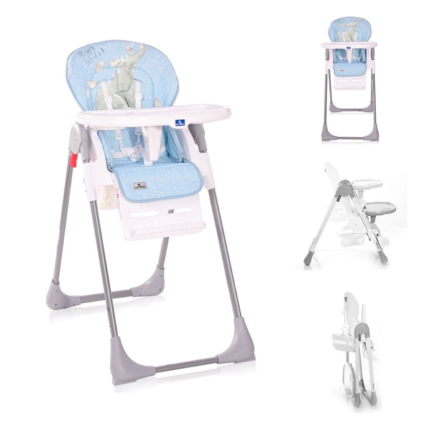 Lorelli Kombihochstuhl Kinderhochstuhl Cryspi, Rückenlehne verstellbar, faltbar, 5-Punkt-Gurt