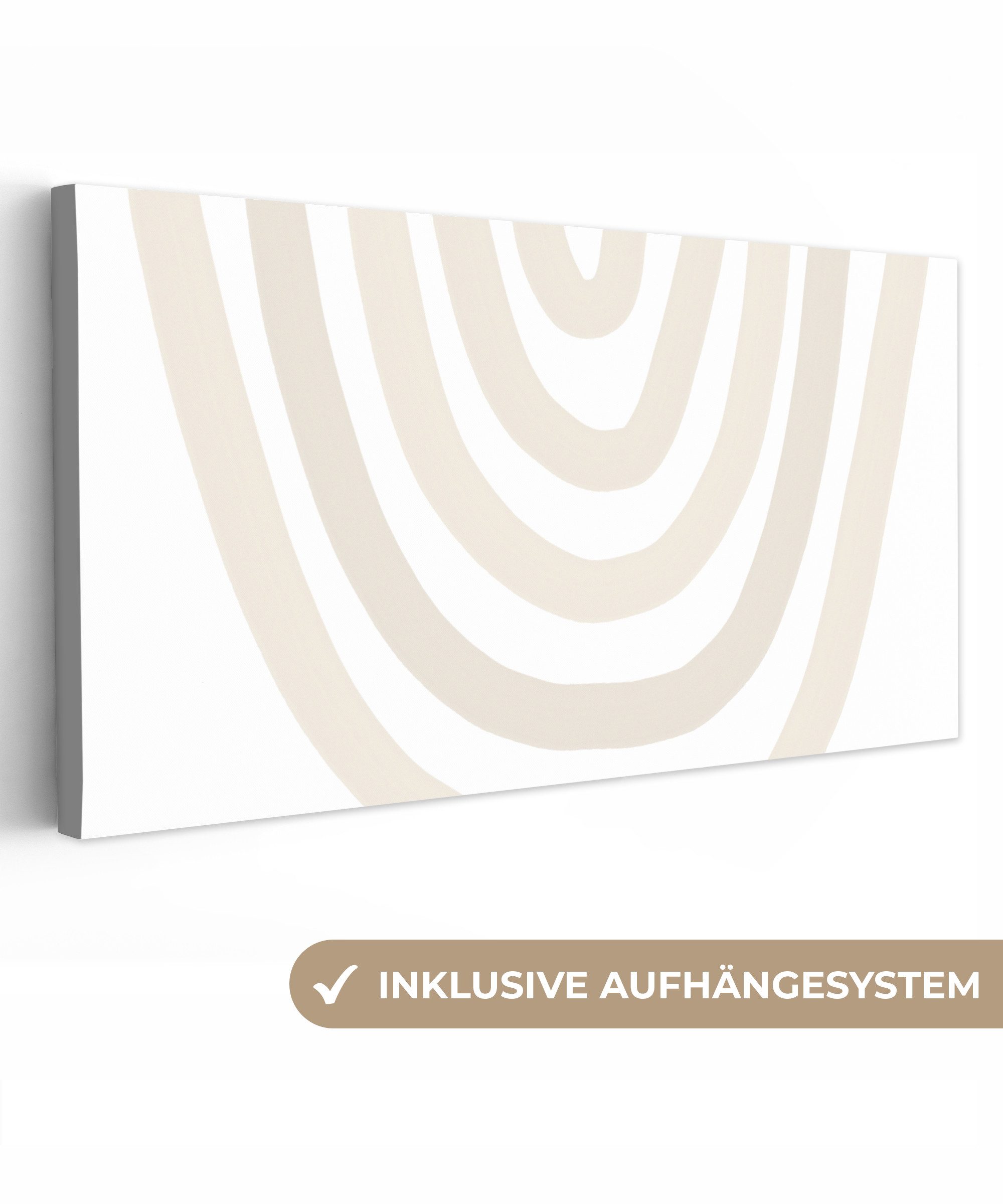 OneMillionCanvasses® Leinwandbild Panorama Regenbogen - Pastell - Design - Abstrakt, Fotodruck (1 St), Boho Style Deko Wand, Bohemian Wanddeko Bilder, 40x20 cm