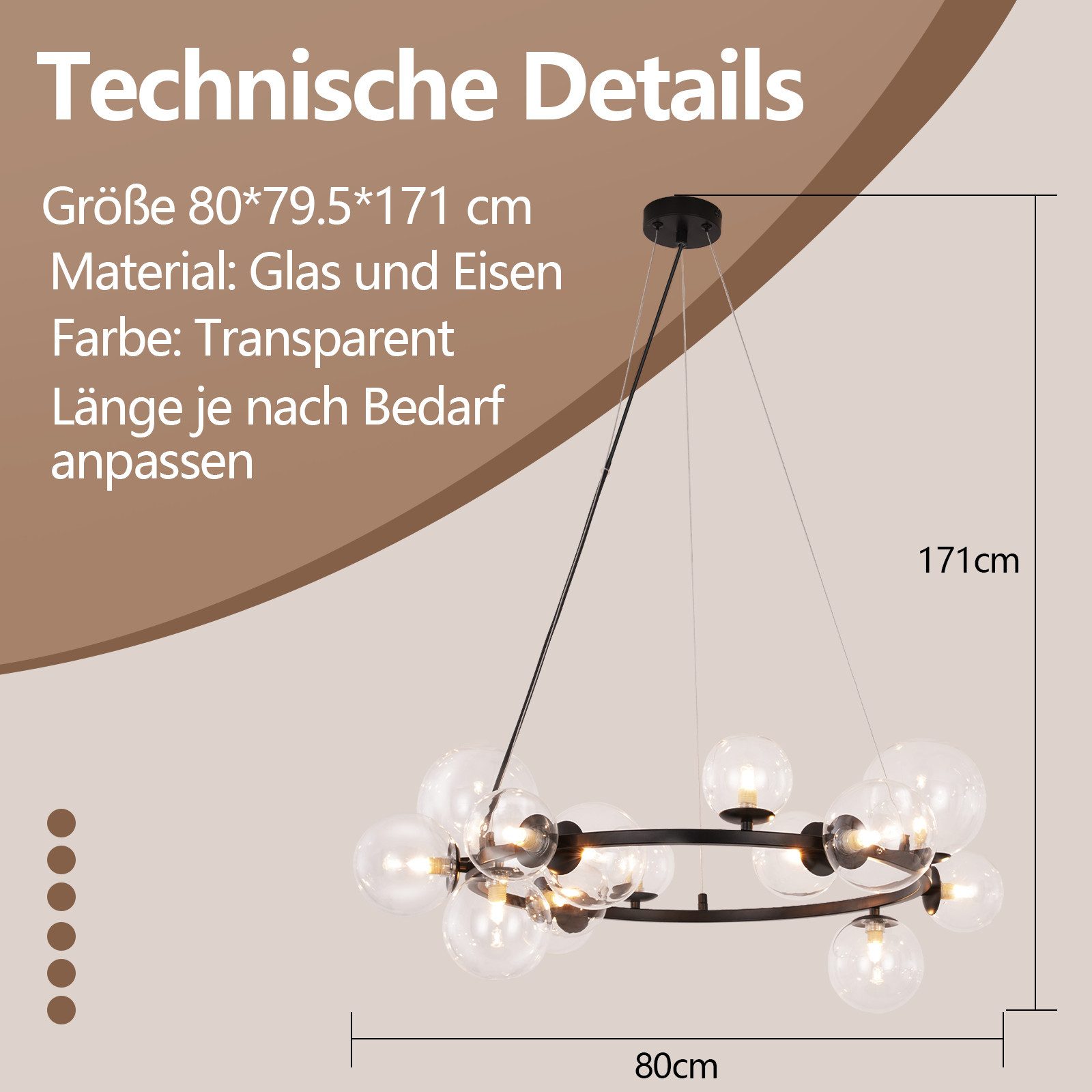 Nettlife Pendelleuchte Esstisch Glas G9 8/14 Flammig Modern Kronleuchter, LED wechselbar, Esstischlampe Wohnzimmer Hängeleuchte für Schlafzimmer Hotel