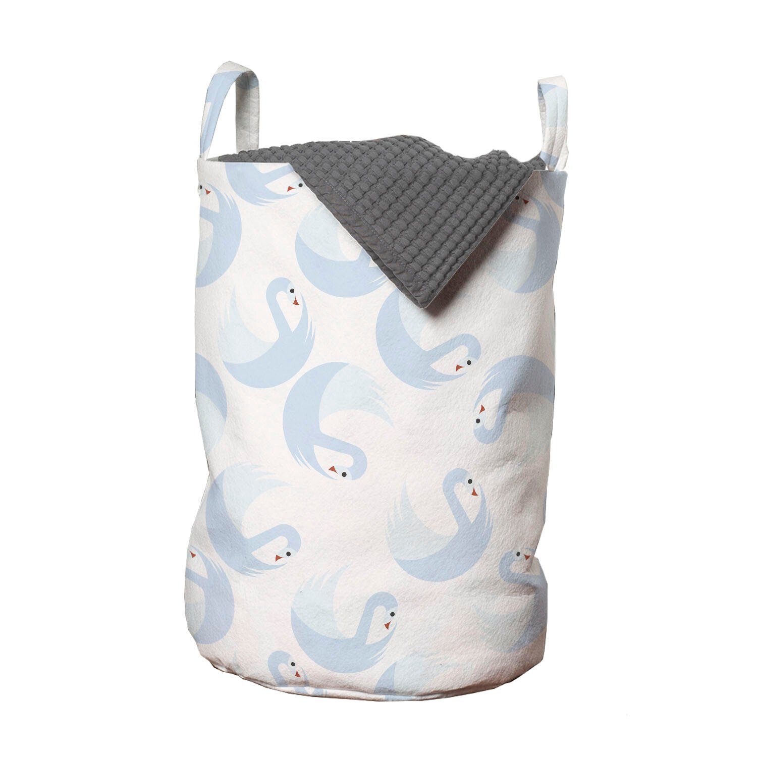 Abakuhaus Wäschesäckchen Wäschekorb mit Griffen Kordelzugverschluss für Waschsalons, Swans Pastell Gracious Wasservögel