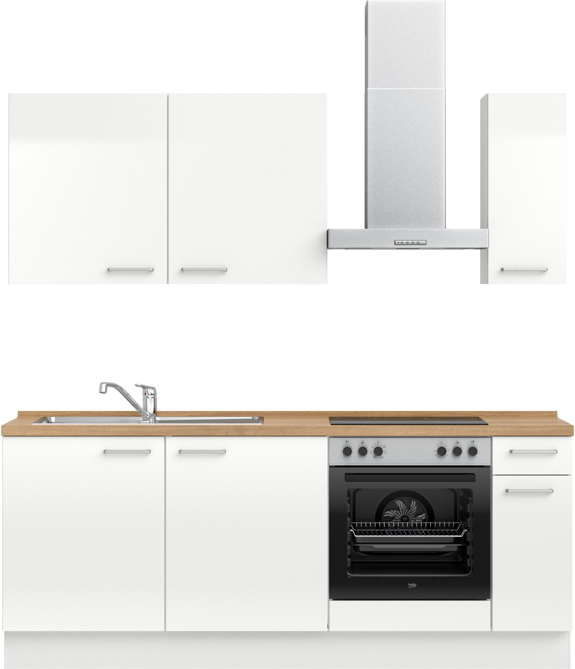 nobilia® Küchenzeile "Flash I", NEU: individuell anpassbar mit gratis Profi-Beratung, vormontiert, Breite 210 cm, Ausrichtung wählbar, wahlw. mit E-Geräten
