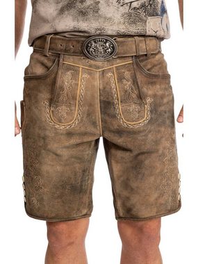 Maddox Lederhose Lederhose kurz HORN antik stein