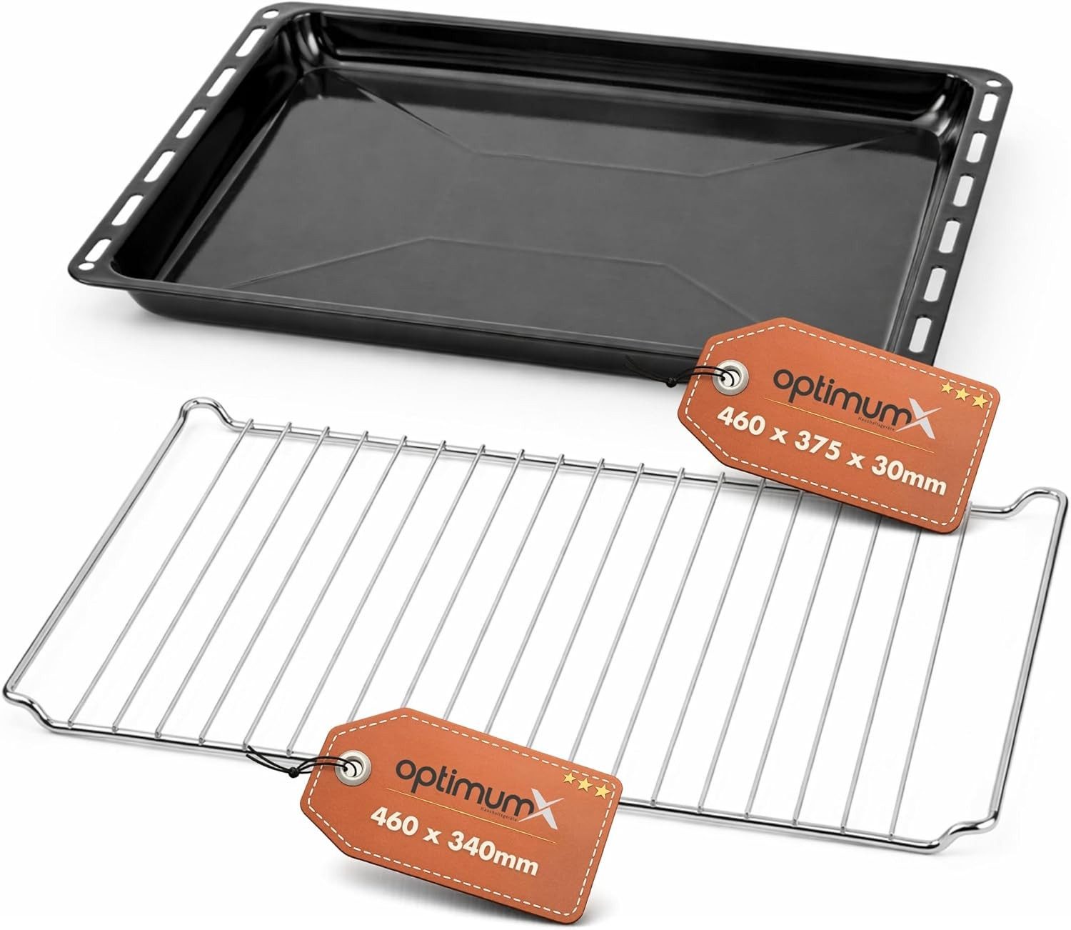 optimumX Backblech Emailliert Backblech, rechteckige Fettpfanne/Kuchenblech für Backofen, Emailliert, Extra Tiefe Emaillierte Fettpfanne, Kratzfest & Rostfrei