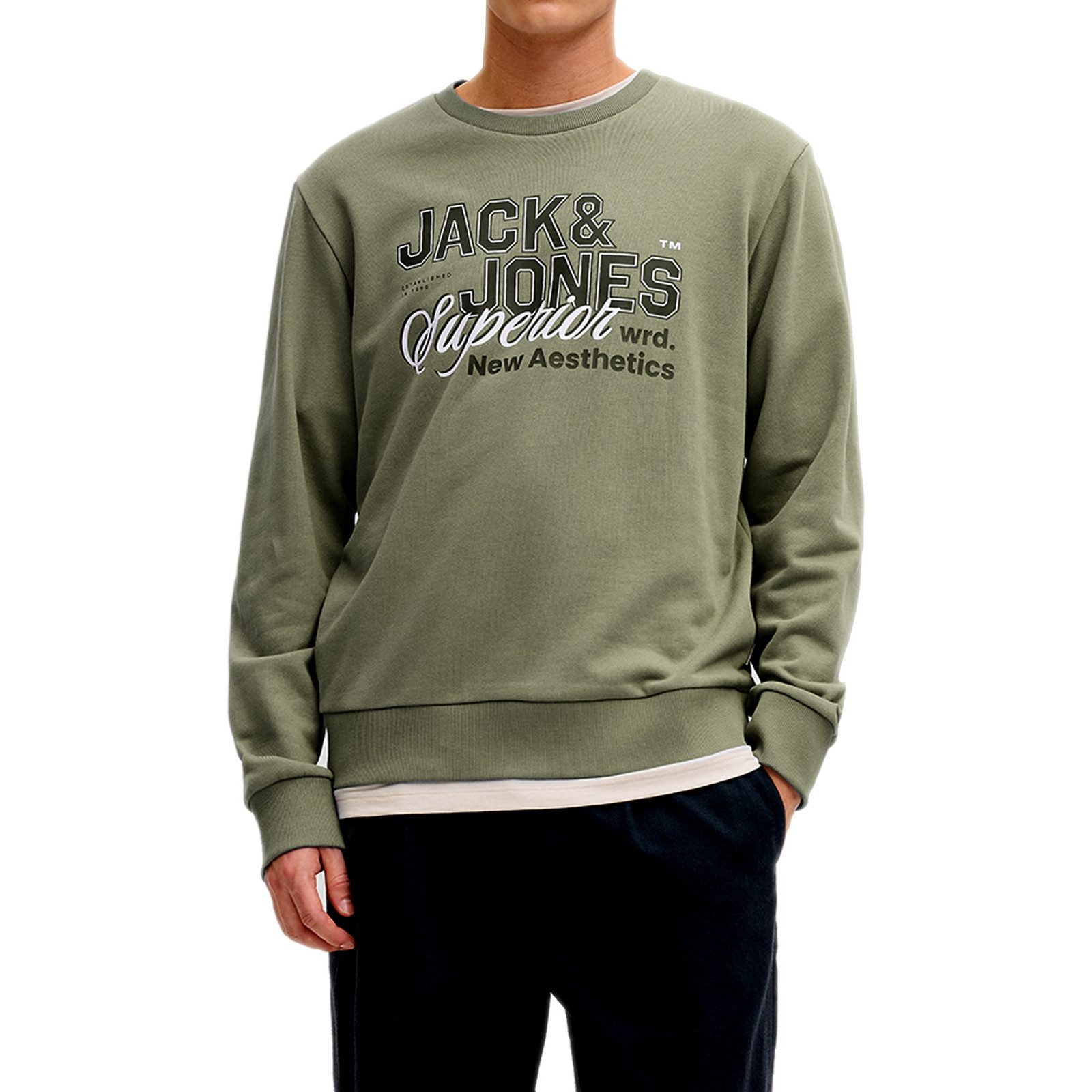 Jack & Jones Sweatshirt JJELOGO Sweat Crew Neck 2 Col mit geripptem Rundhalsausschnitt – Bild 2 von 4