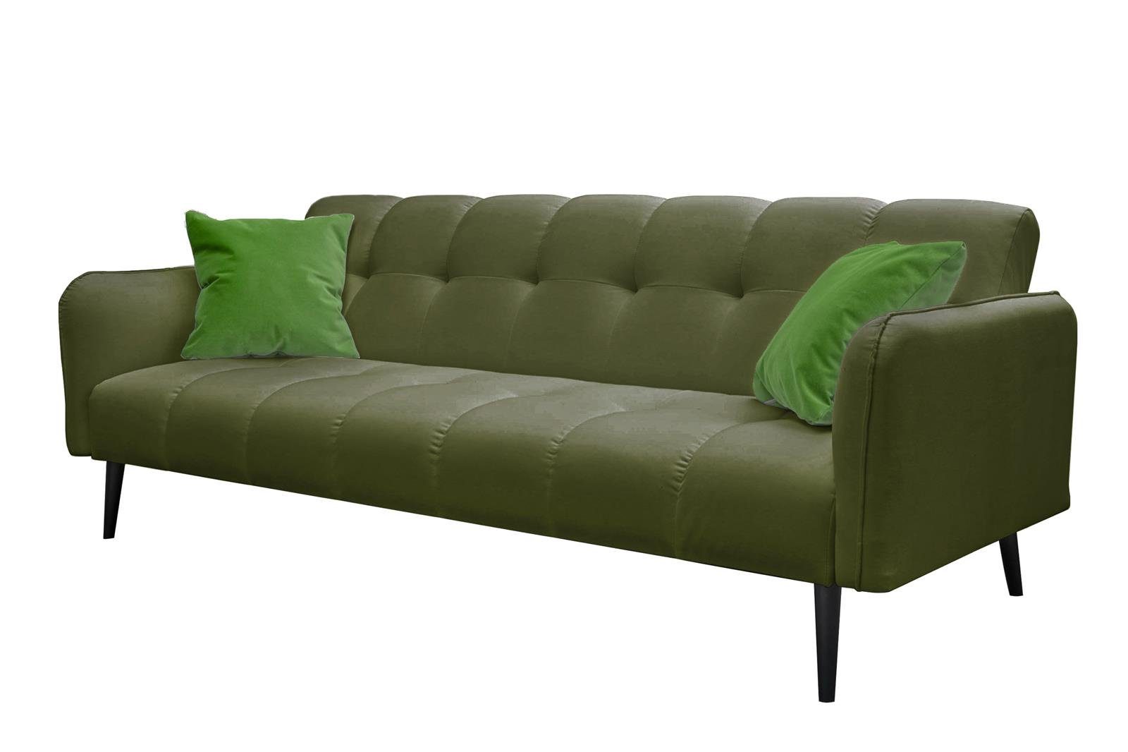 Olive Veloursstoff, Schlaffunktion (salvador Beautysofa Sofa, Couch Klassische wasserdichtem Rückenlehne, mit 3-stufige BASTIAN, mit 10) aus Schlafsofa automatische